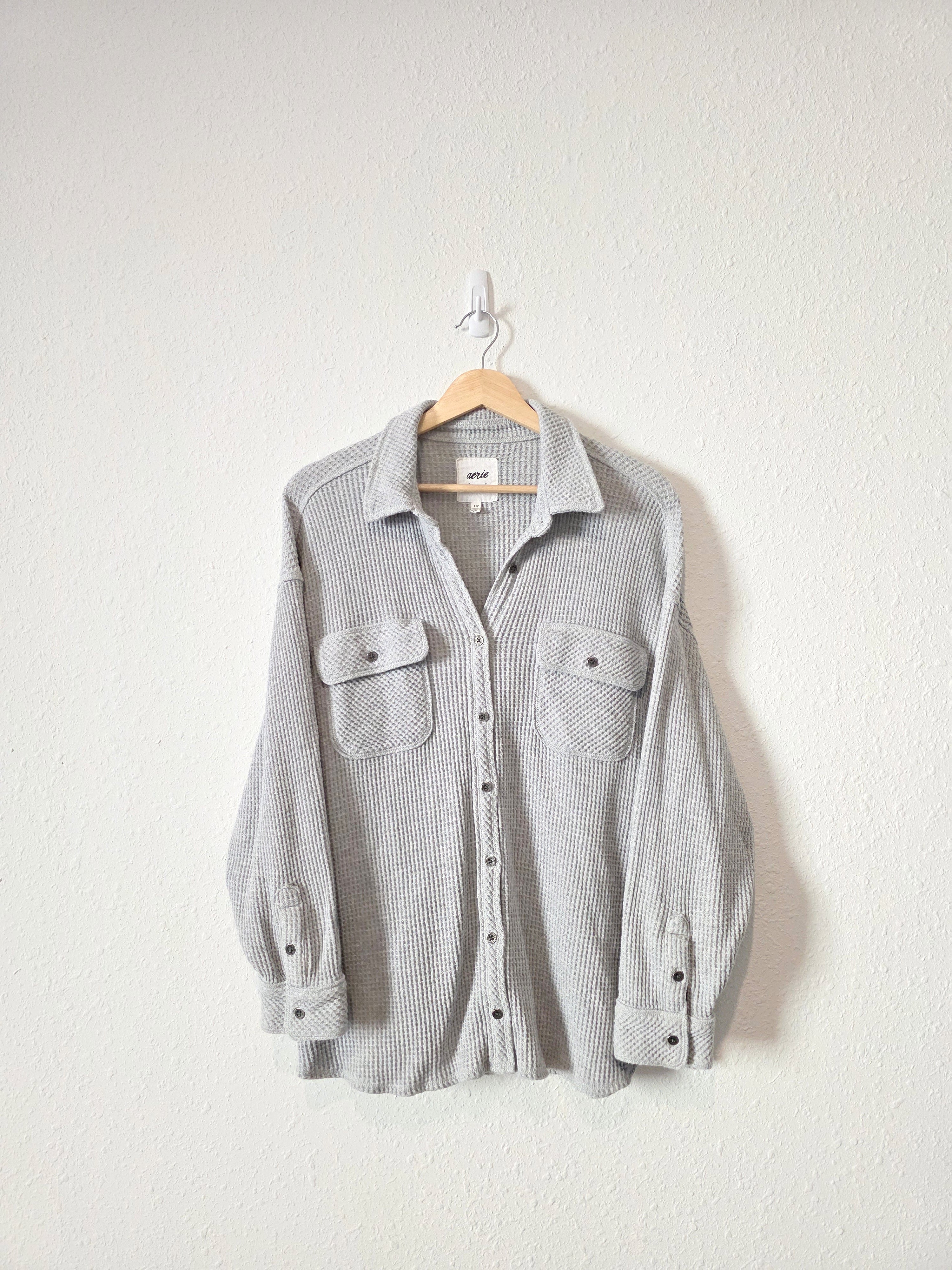 Aerie Oversized Waffle Shirt Jacket (S)