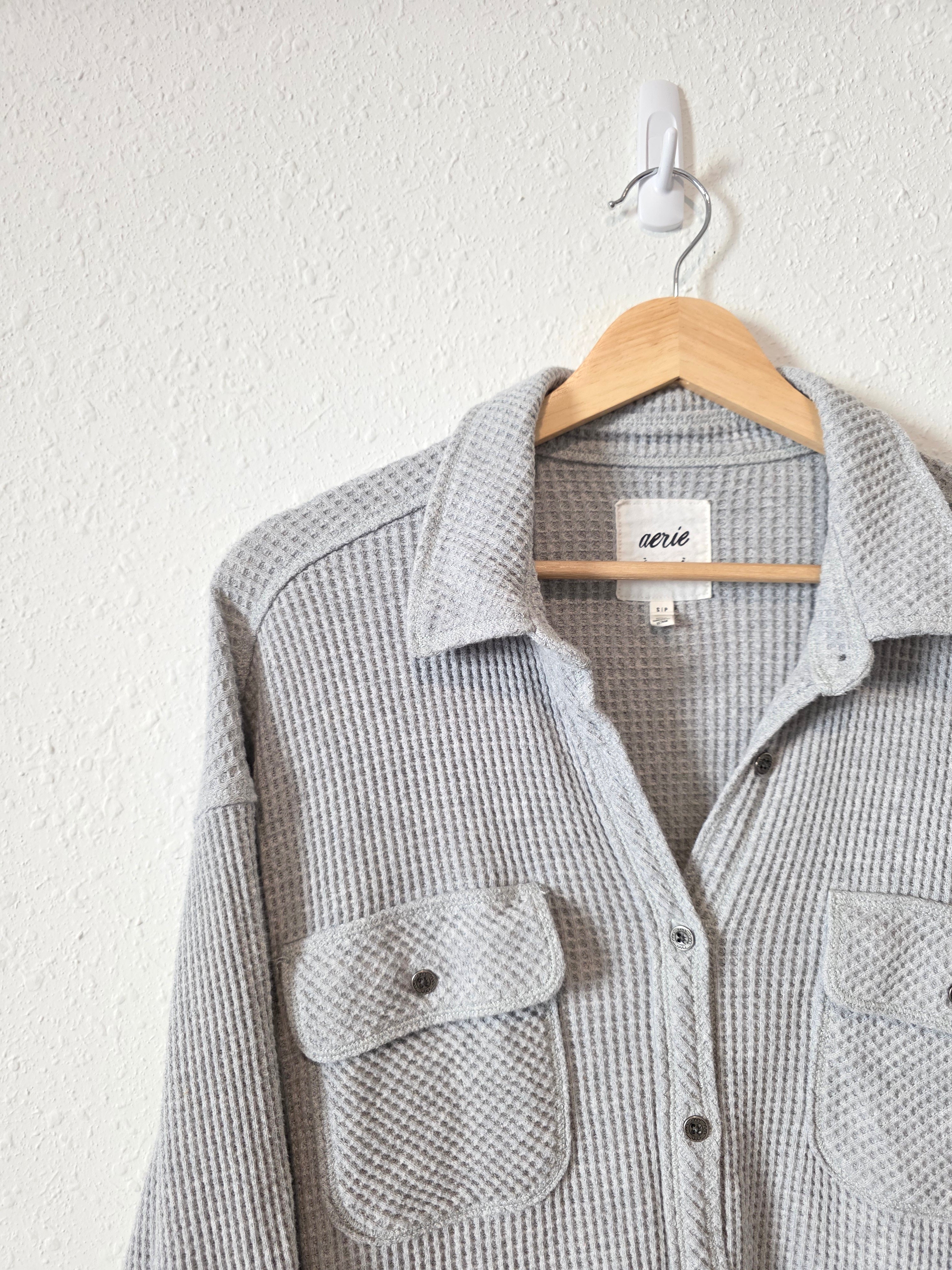 Aerie Oversized Waffle Shirt Jacket (S)