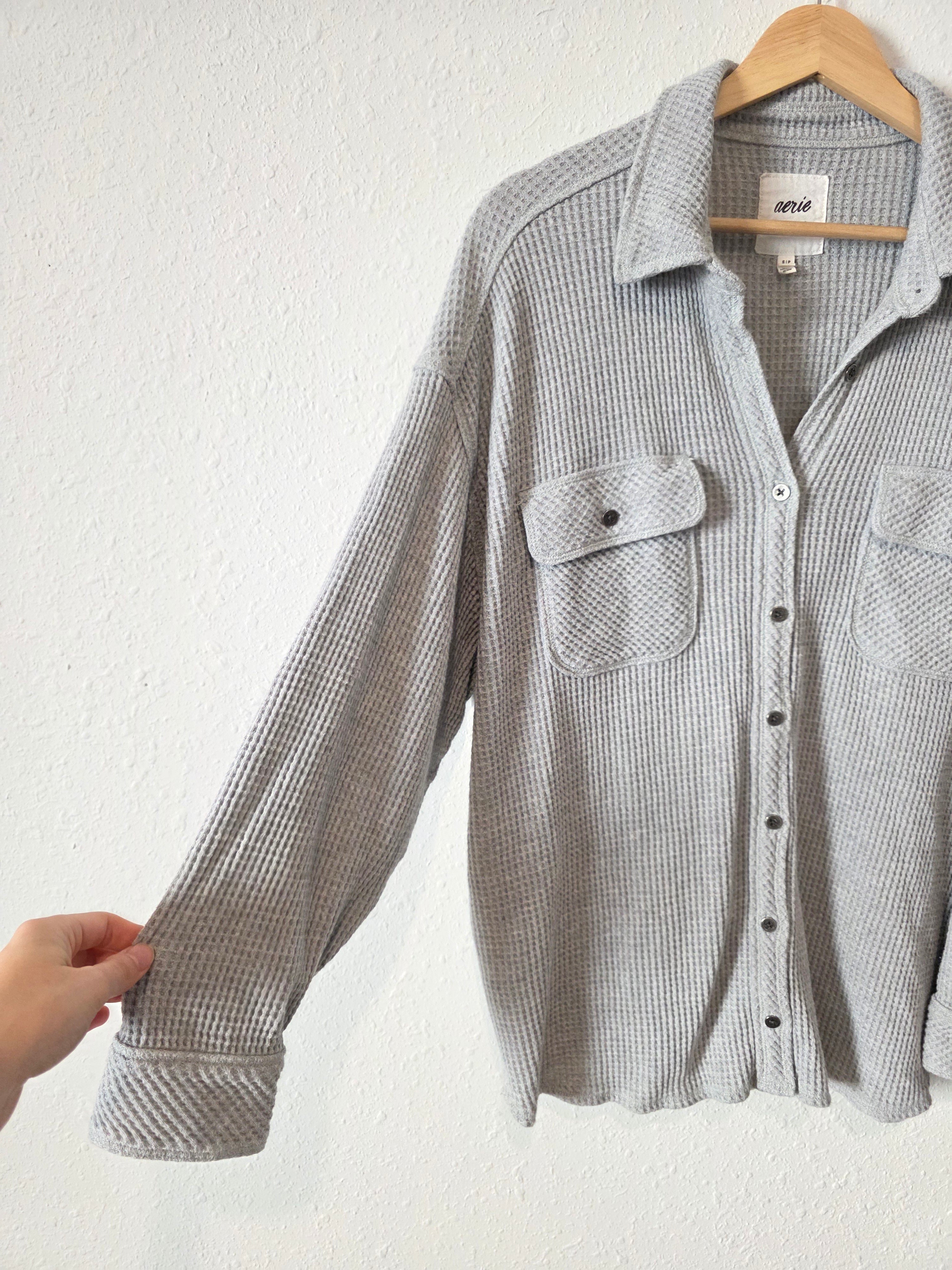 Aerie Oversized Waffle Shirt Jacket (S)