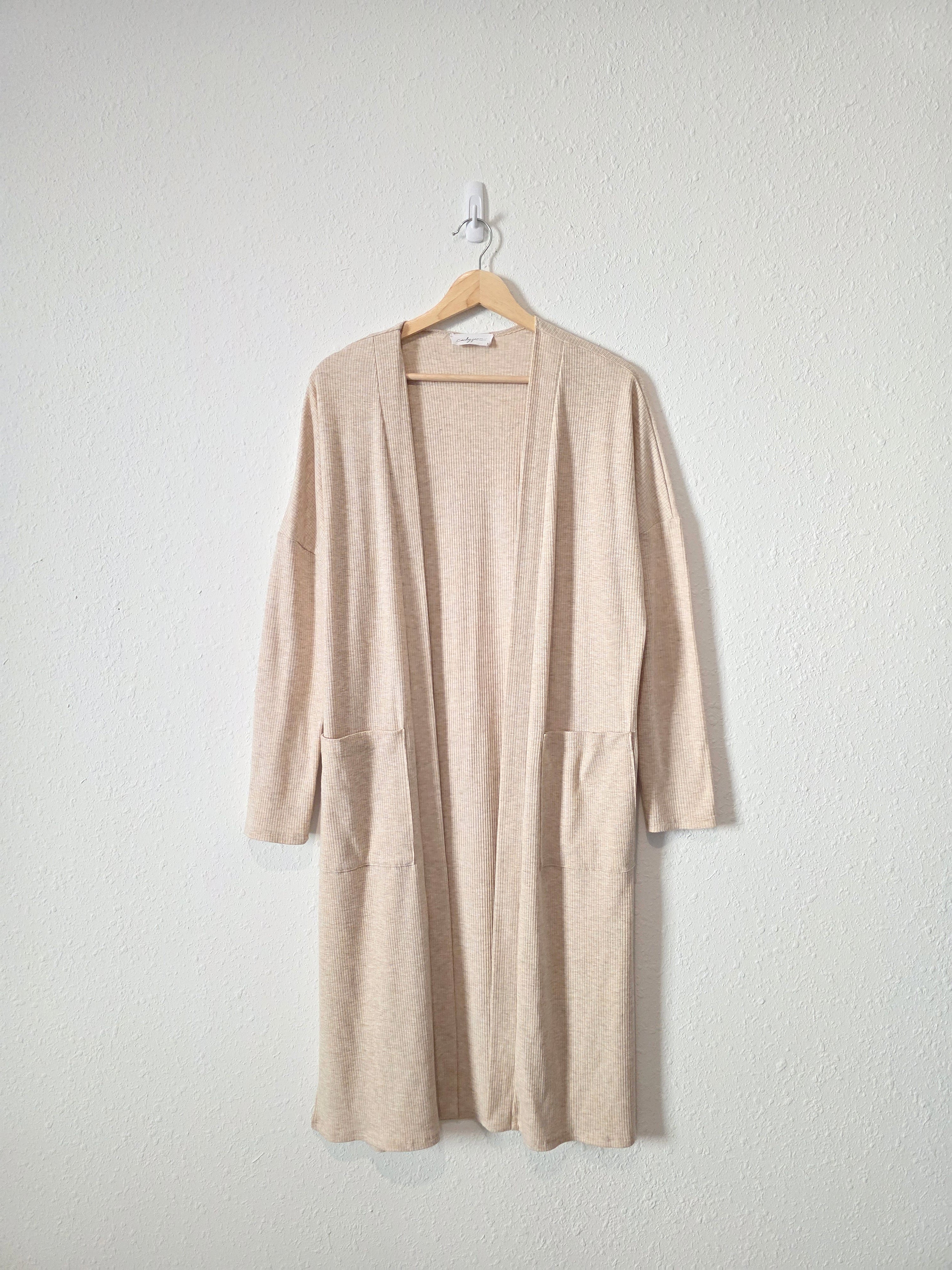 Carly Jean Long Ribbed Cardigan (S)