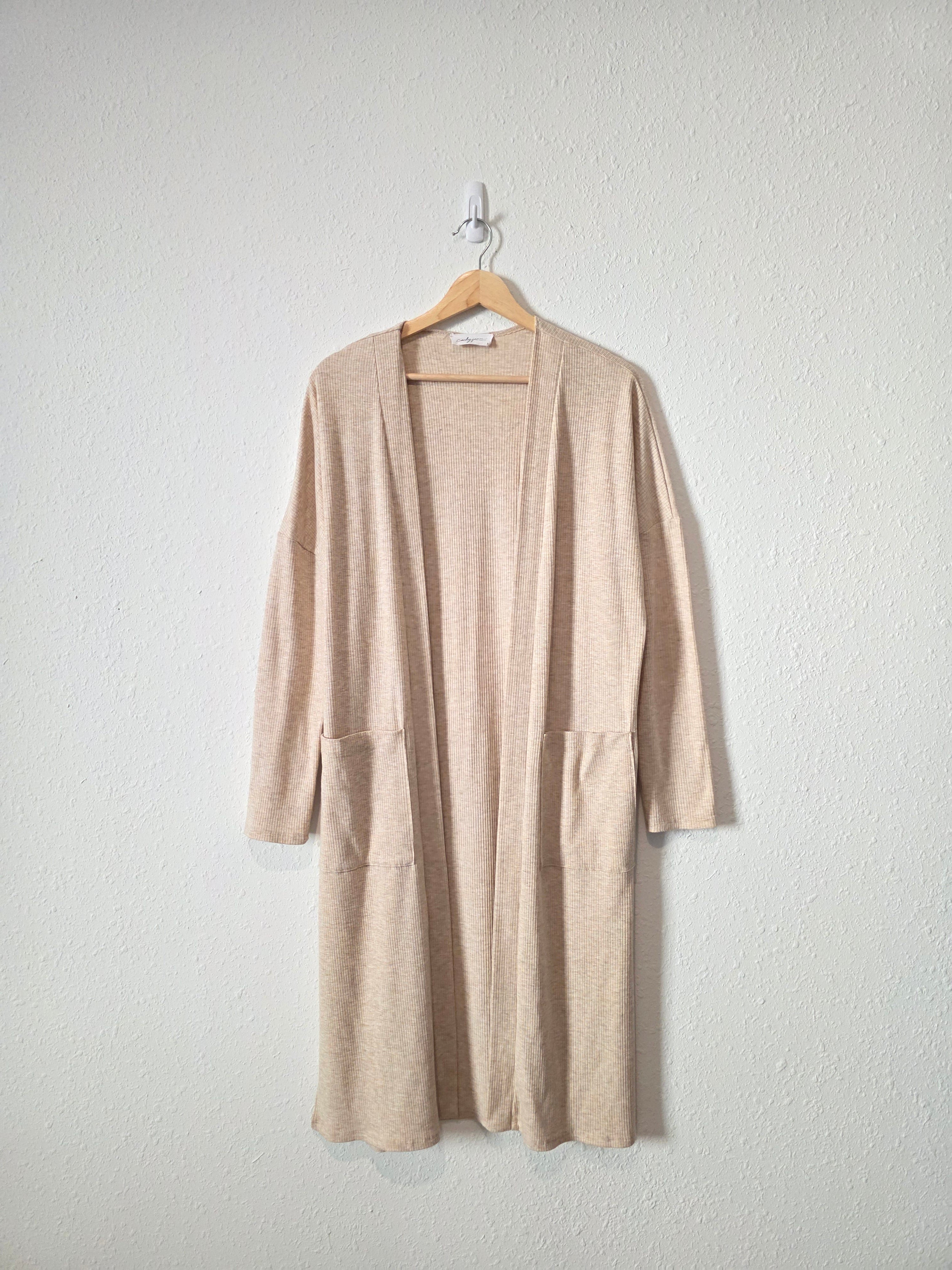 Carly Jean Long Ribbed Cardigan (S)