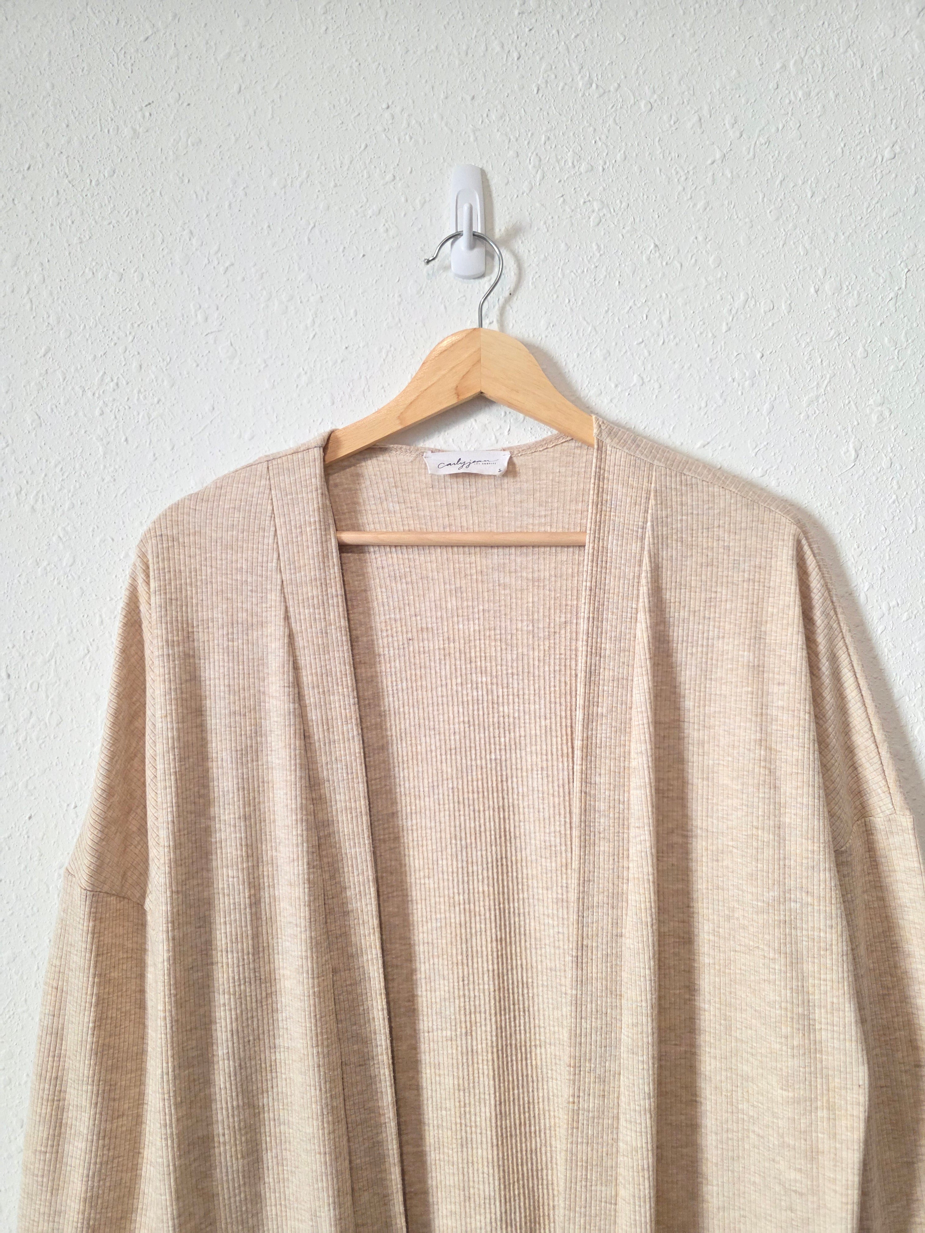 Carly Jean Long Ribbed Cardigan (S)