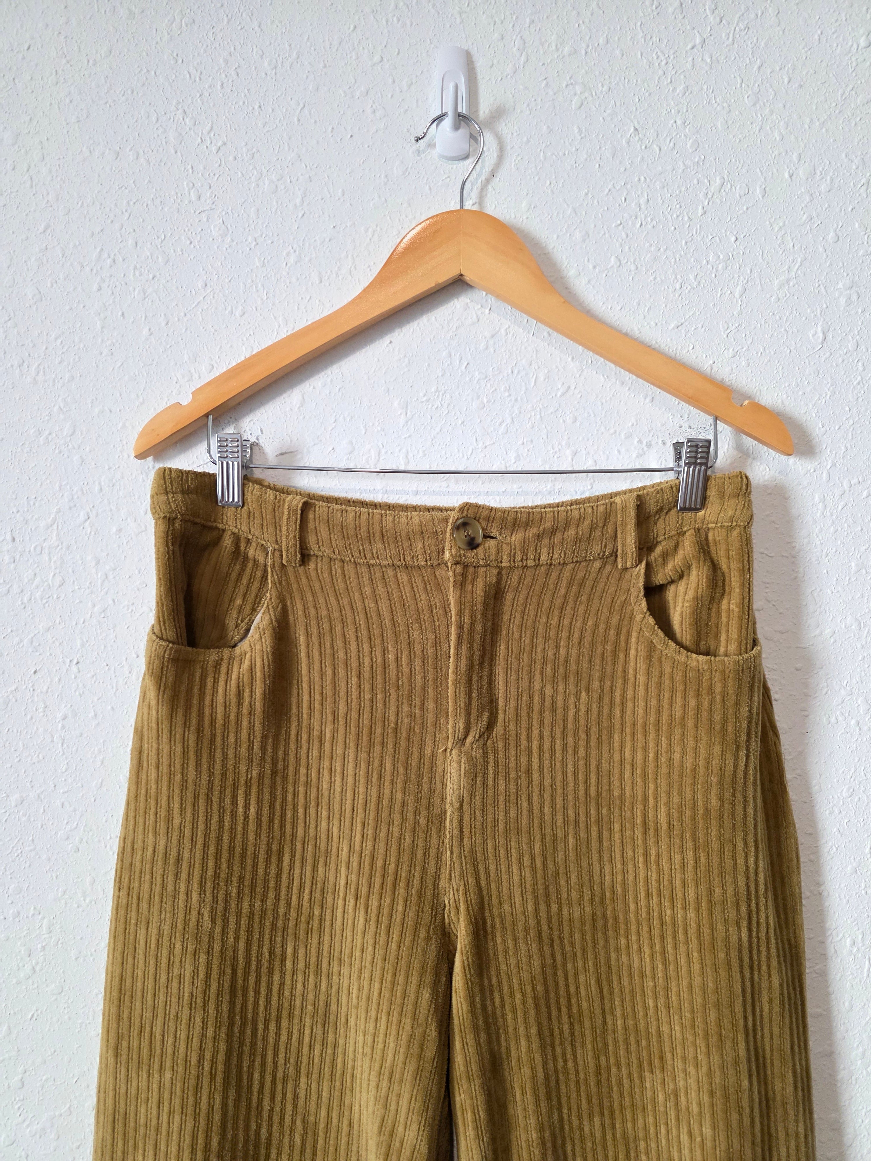 Chartreuse Wide Leg Cord Pants (L)