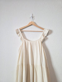 Mable Cream Gauze Midi Dress (M)