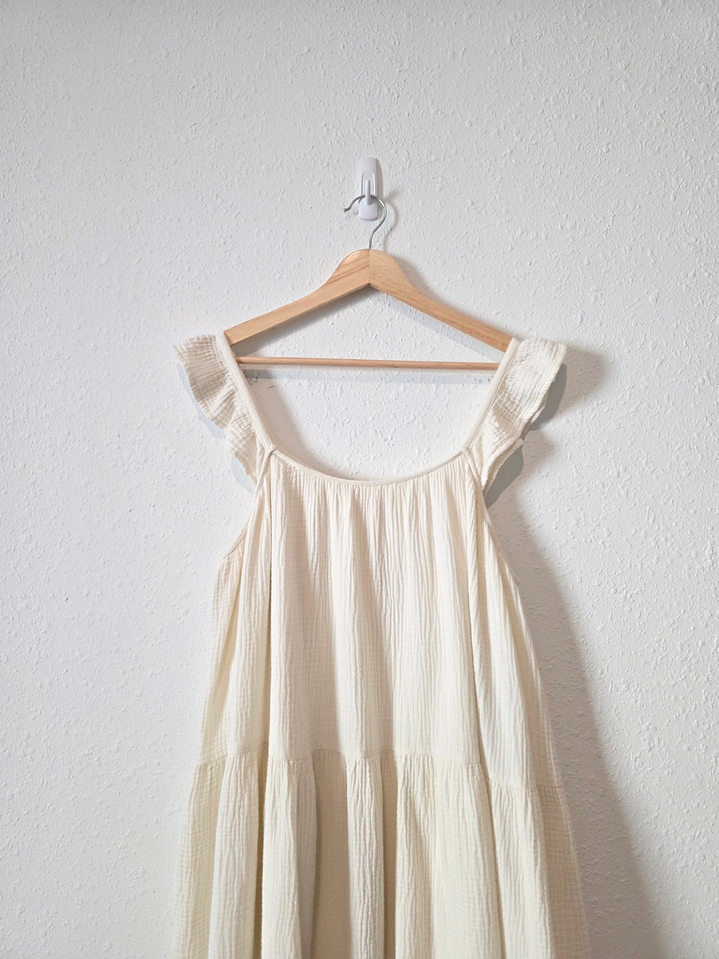 Mable Cream Gauze Midi Dress (M)