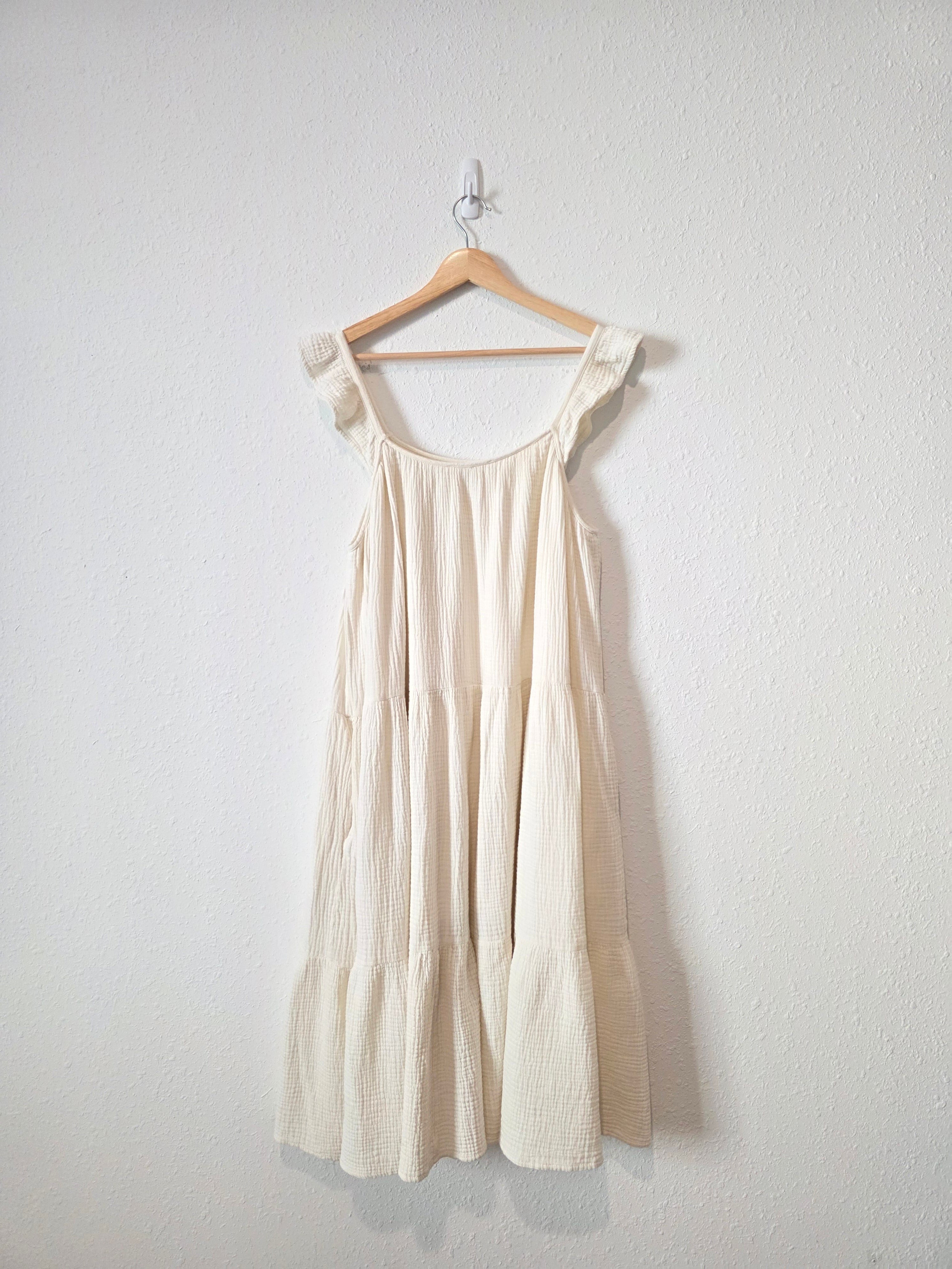 Mable Cream Gauze Midi Dress (M)