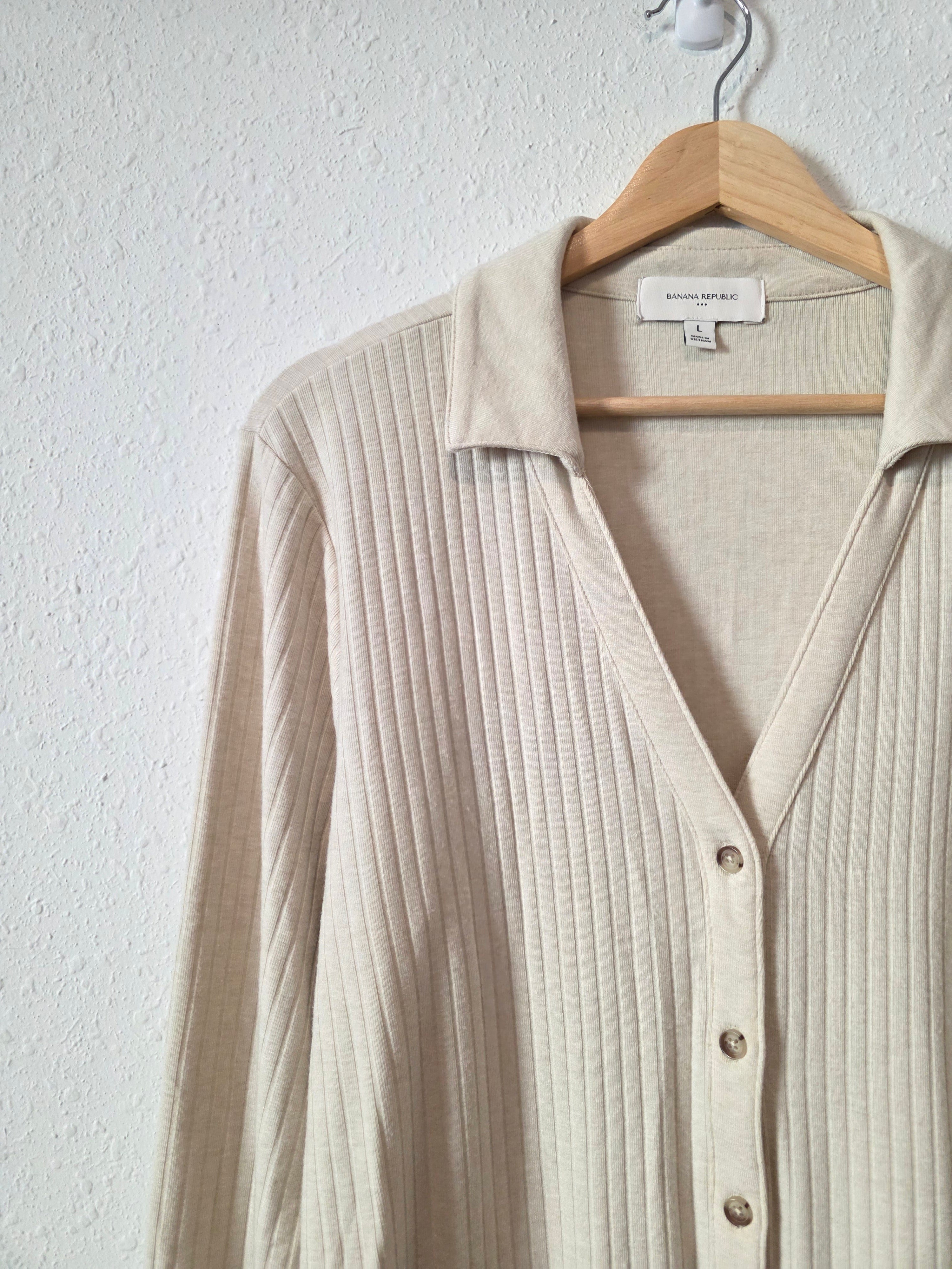 Banana Republic Oat Ribbed Top (L)