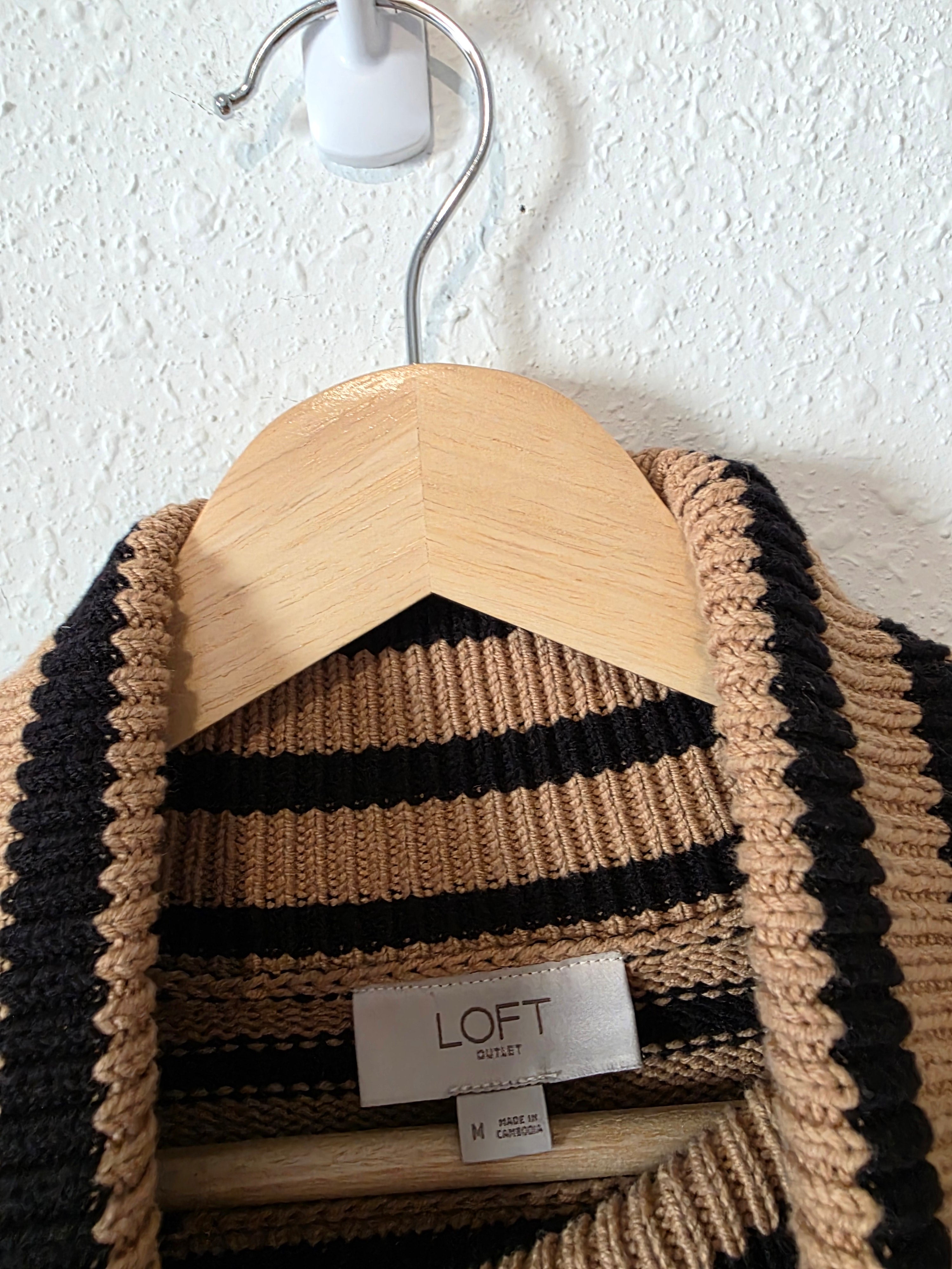 Loft Striped Turtleneck Sweater (M)