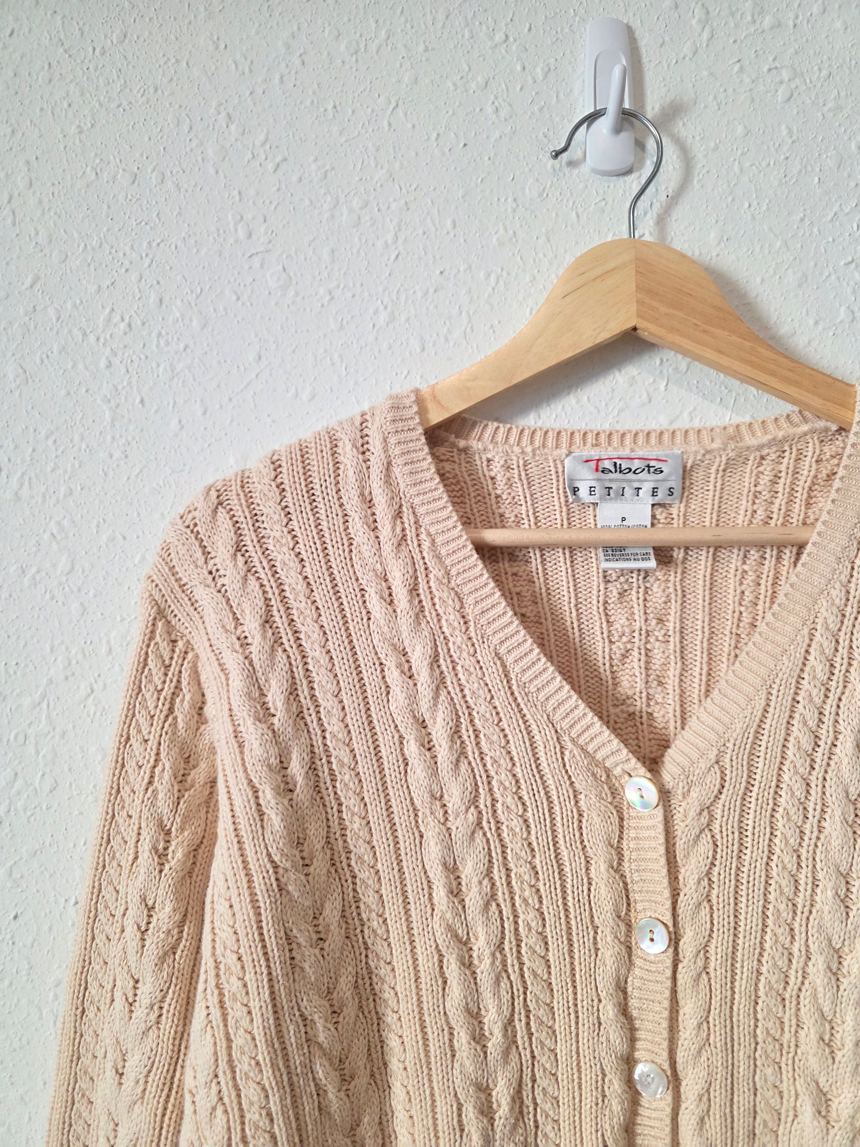 Vintage Talbots Cable Knit Cotton Cardigan (XS/S)
