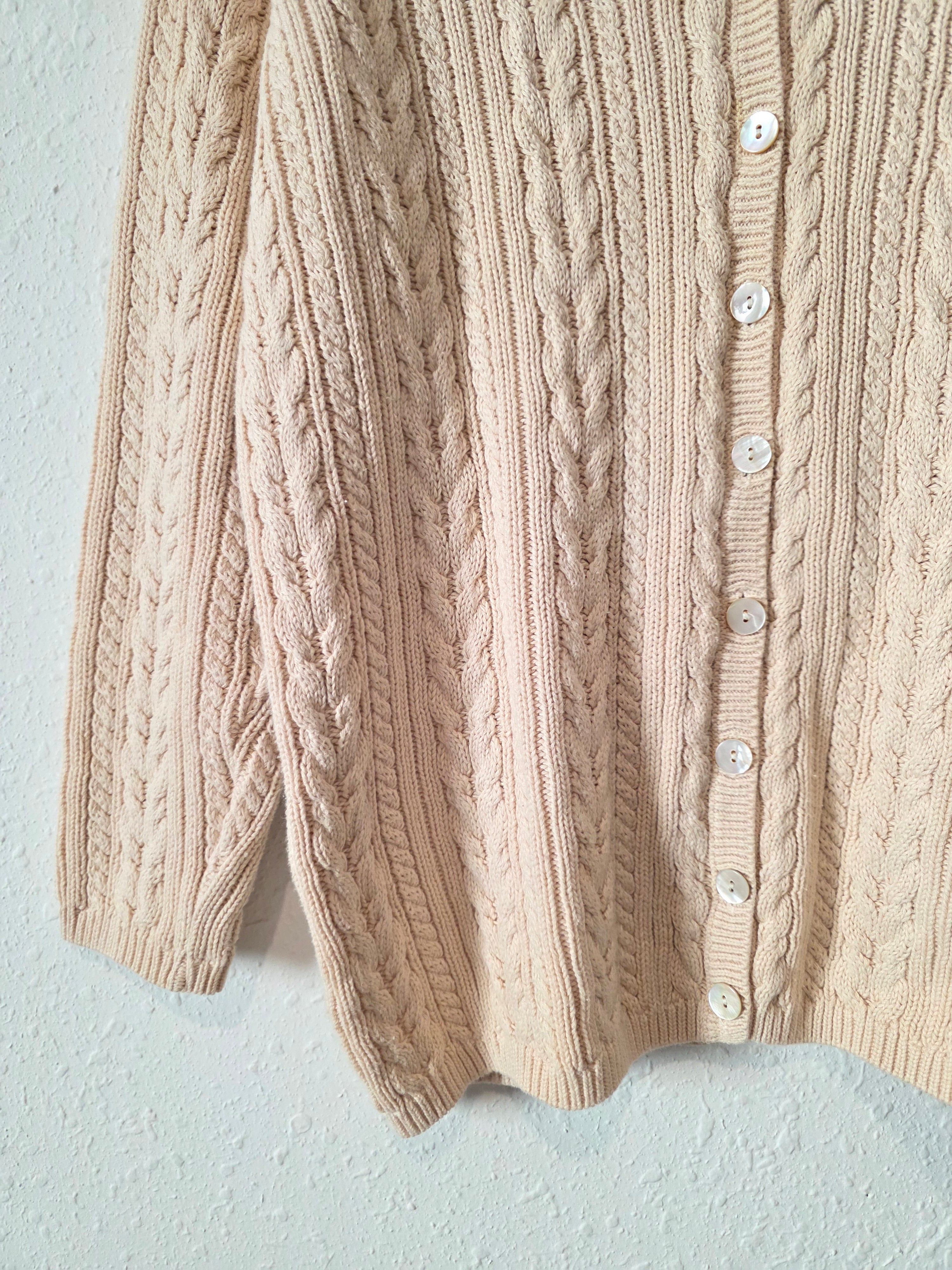 Vintage Talbots Cable Knit Cotton Cardigan (XS/S)