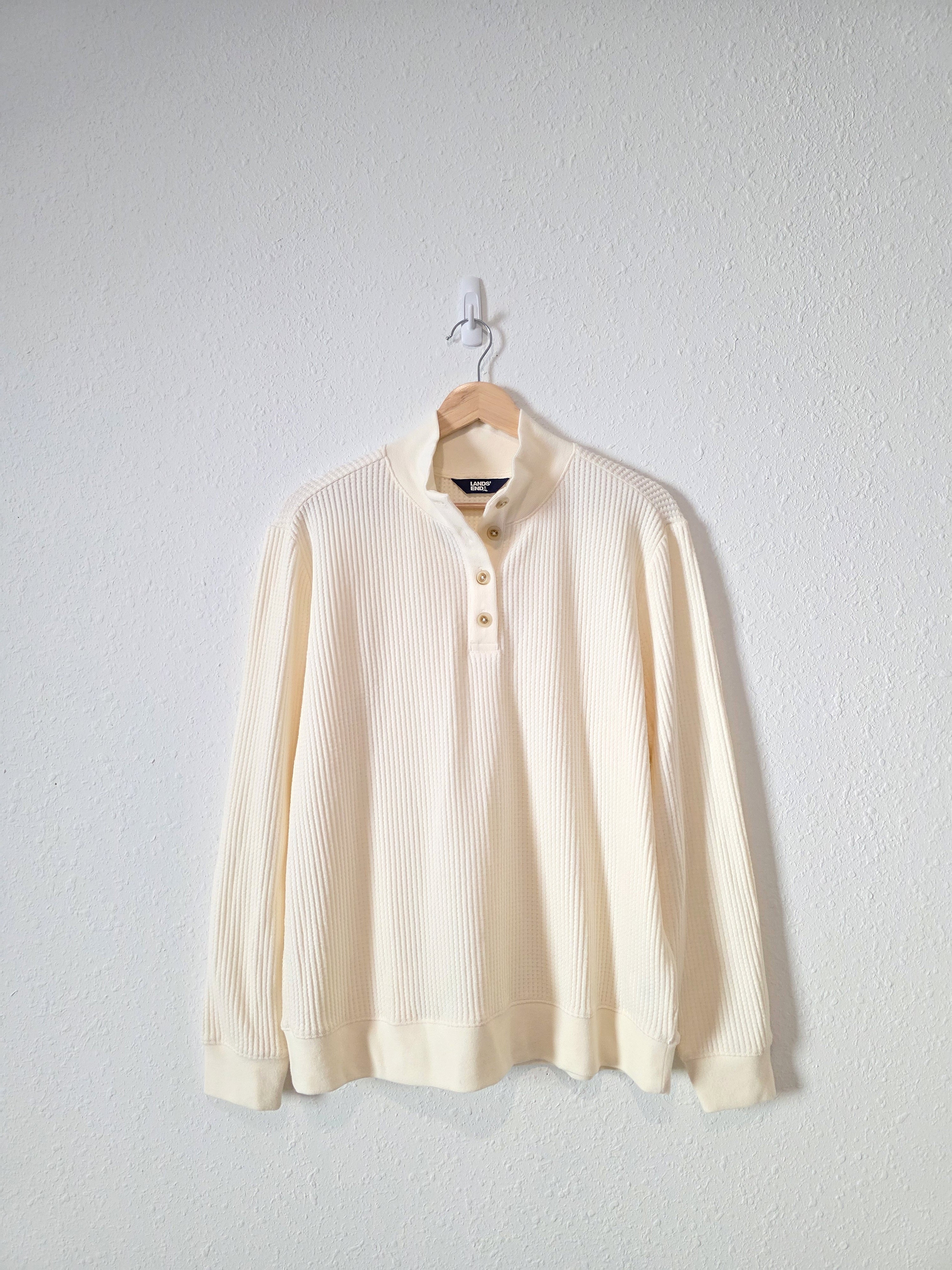 Lands End Waffle Henley Top (M)