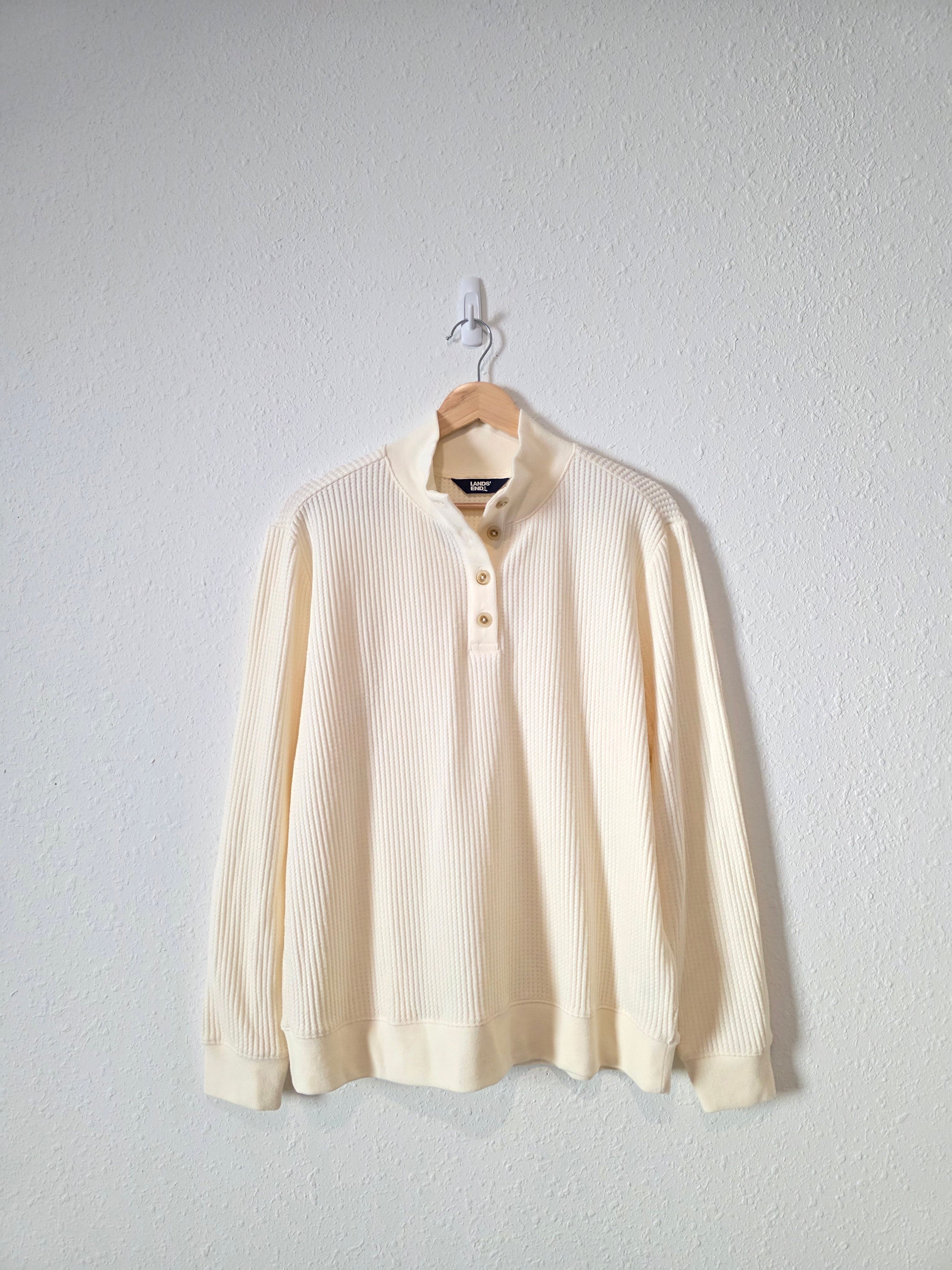 Lands End Waffle Henley Top (M)