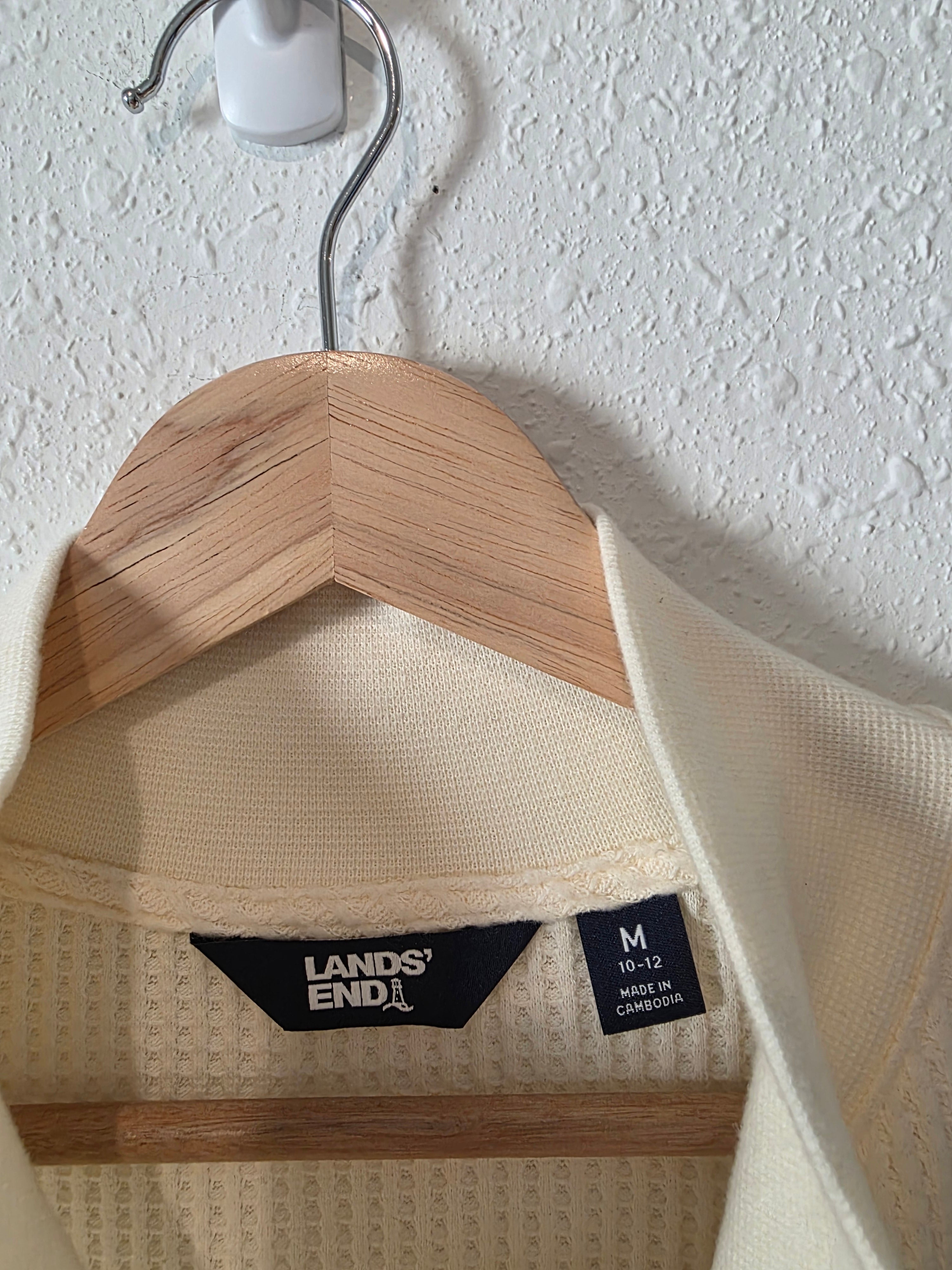 Lands End Waffle Henley Top (M)