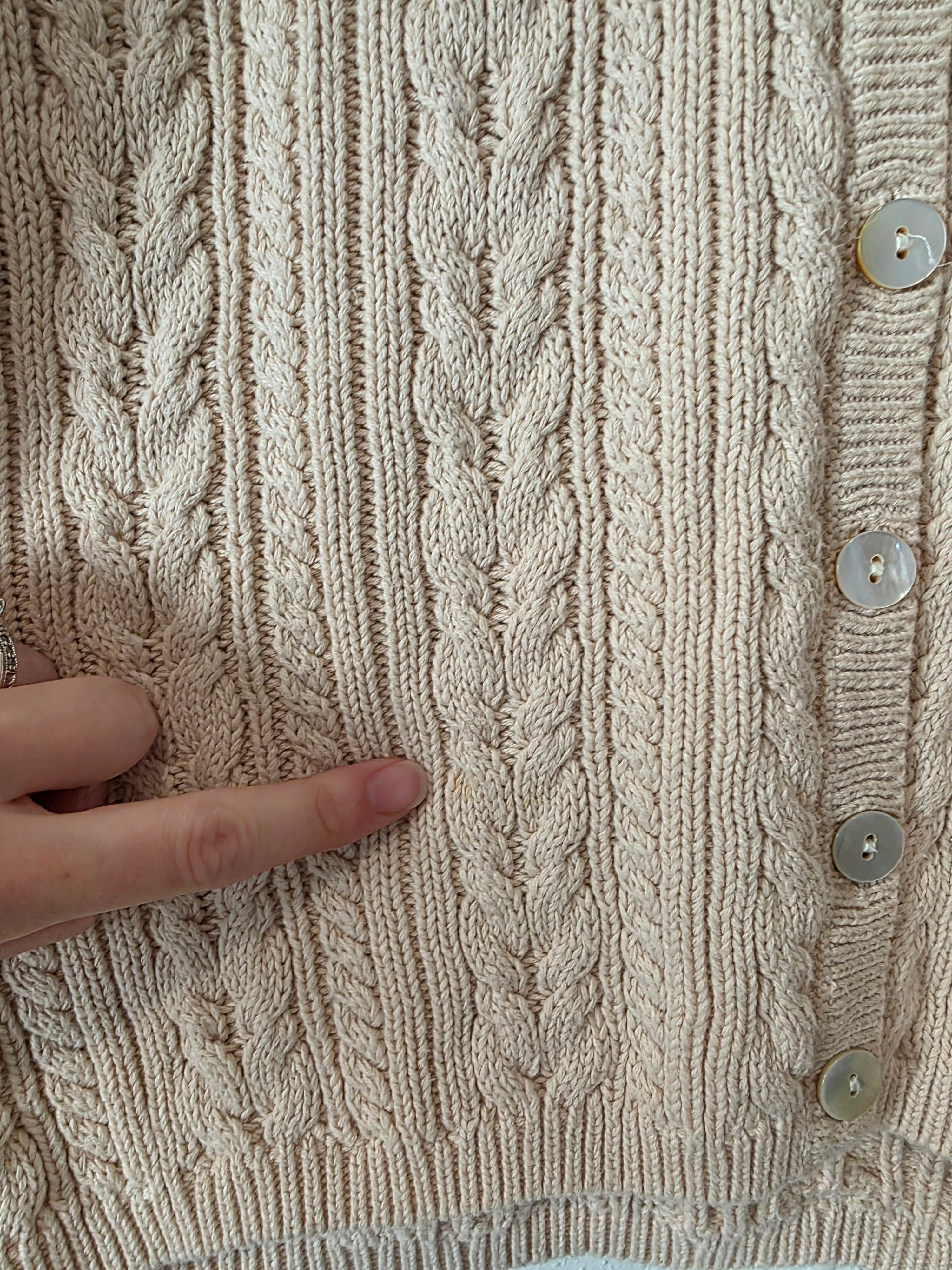 Vintage Talbots Cable Knit Cotton Cardigan (XS/S)