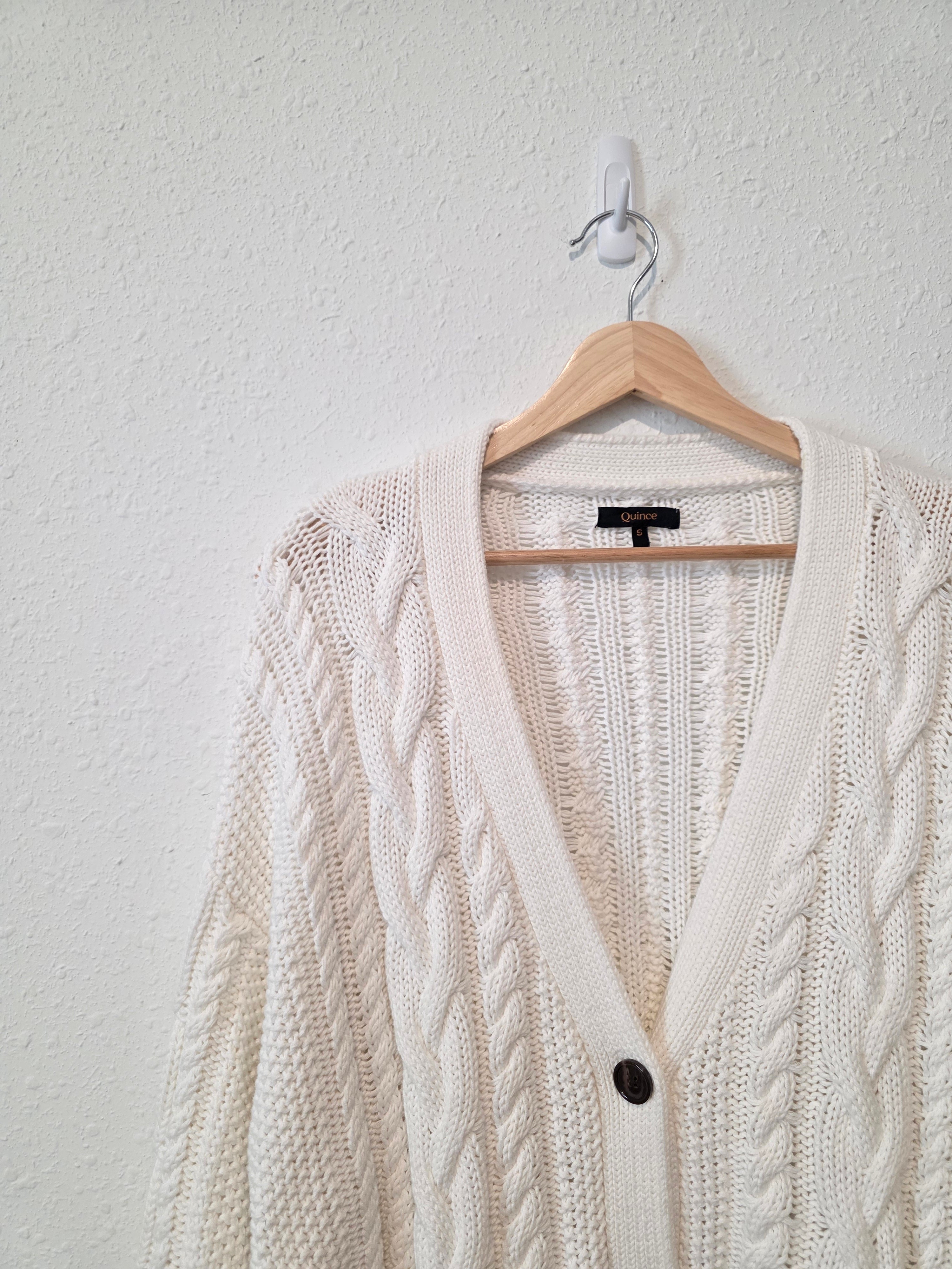 Quince Chunky Cable Knit Cardigan (S)