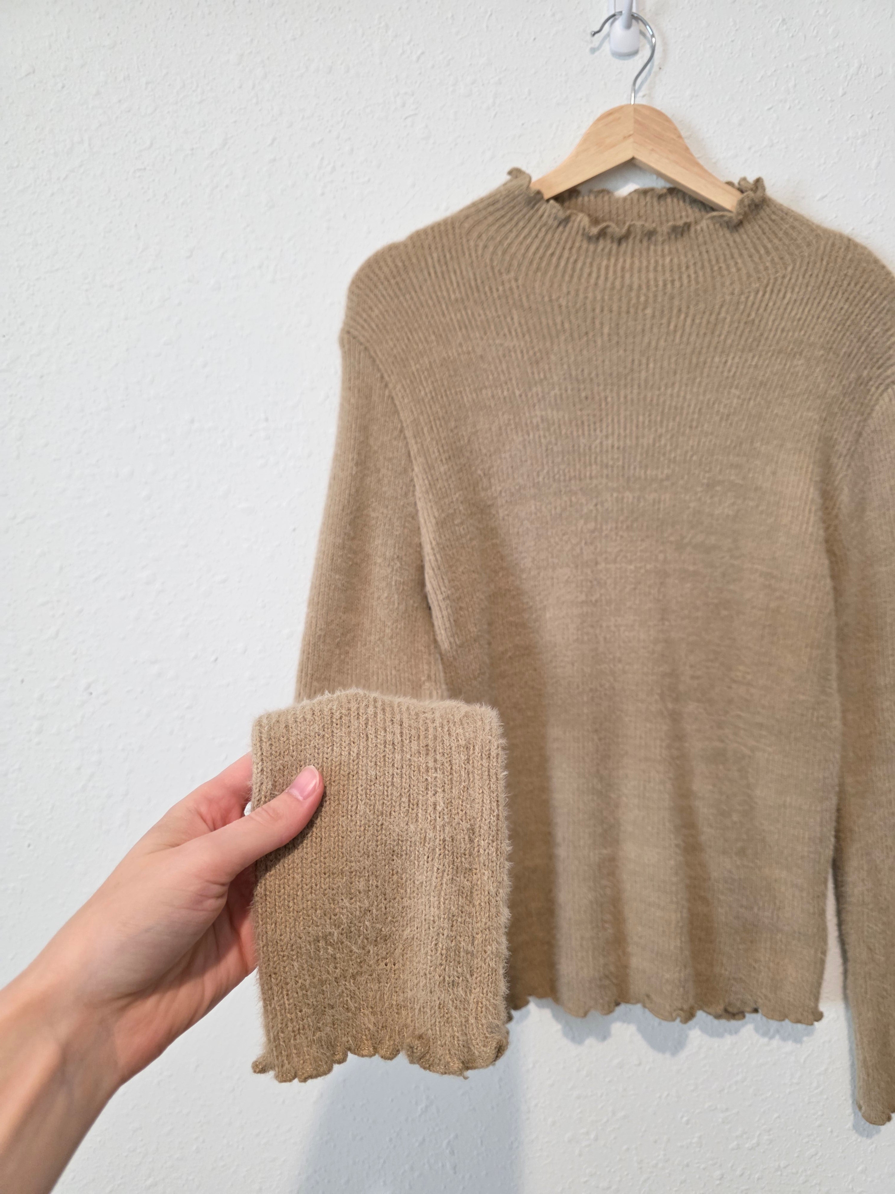 Mystree Ruffle Mockneck Sweater (L)