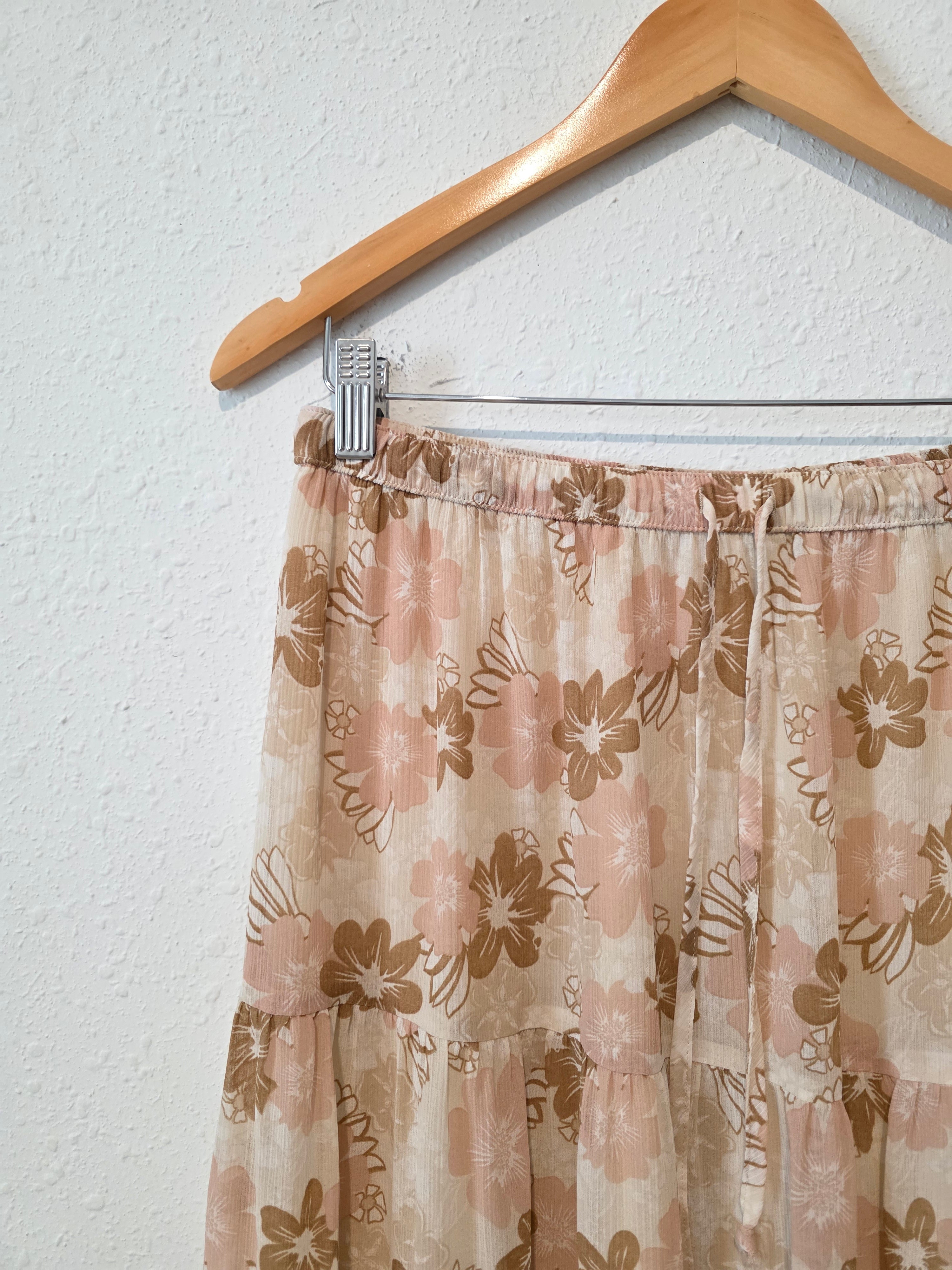 Aerie Floral Midi Skirt (M)