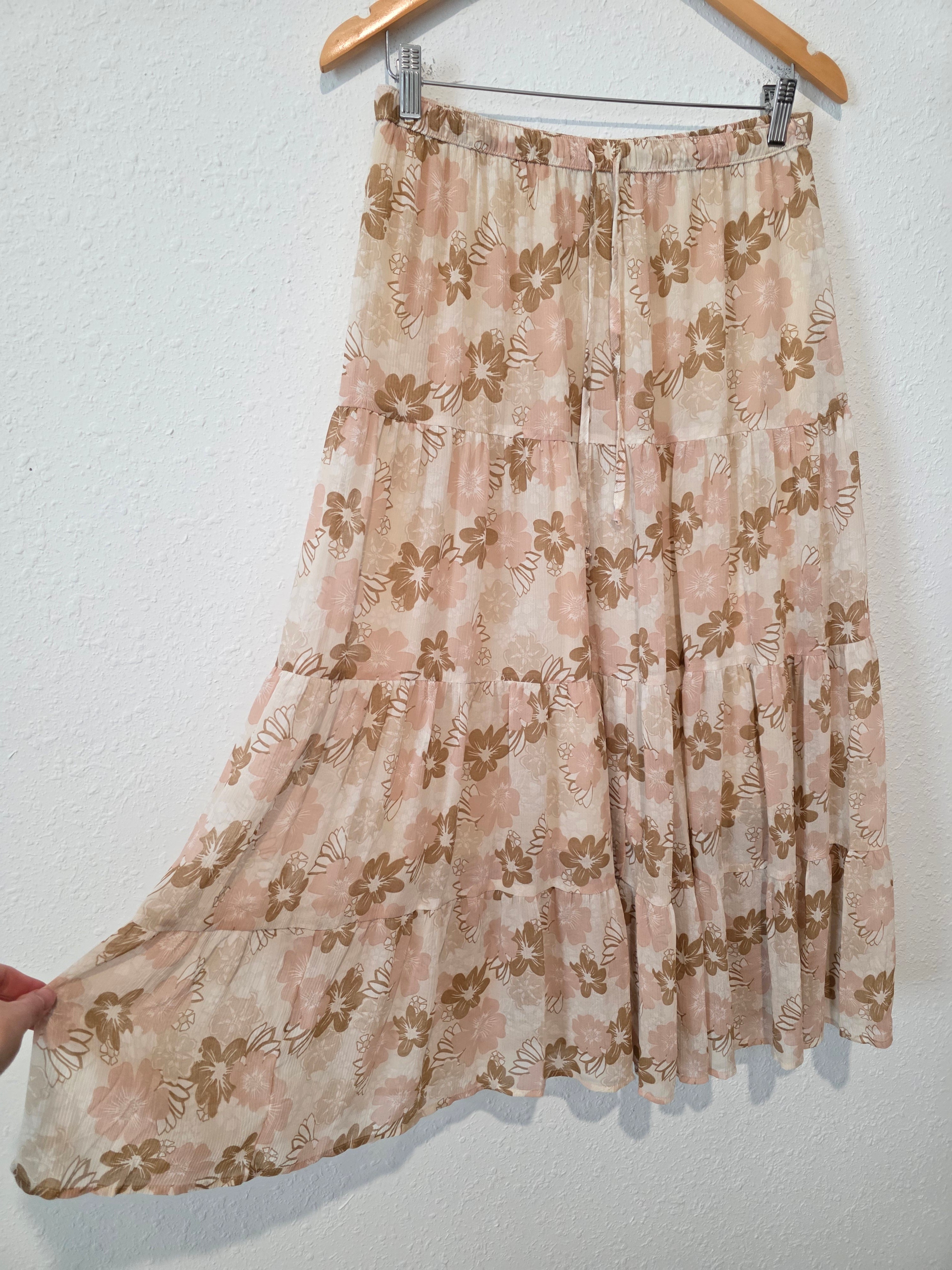 Aerie Floral Midi Skirt (M)