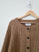 Brown Cable Knit Cardigan Sweater (L)