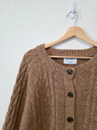 Brown Cable Knit Cardigan Sweater (L)