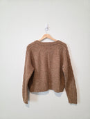 Brown Cable Knit Cardigan Sweater (L)