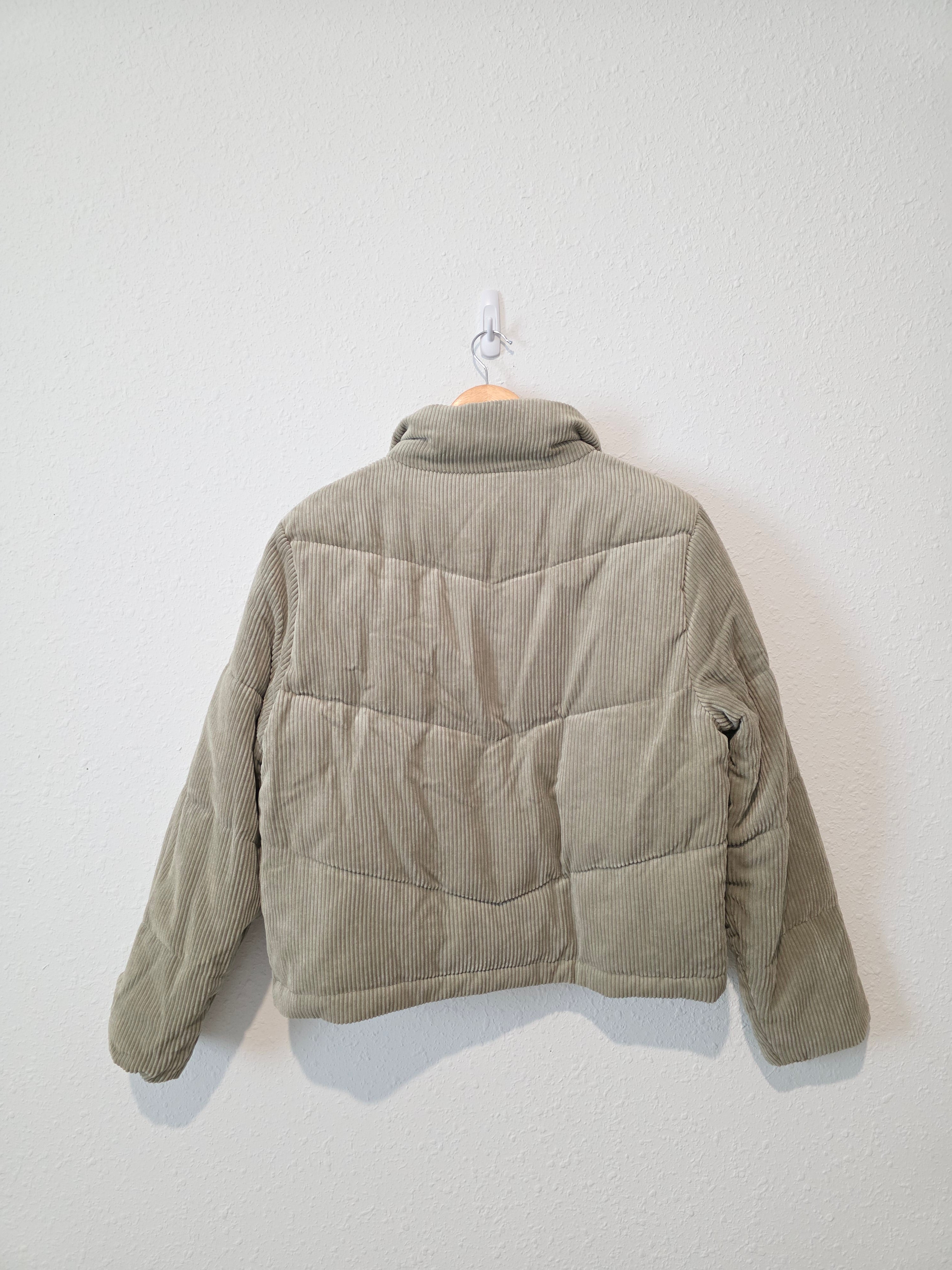 Sage Corduroy Puffer Jacket (L)