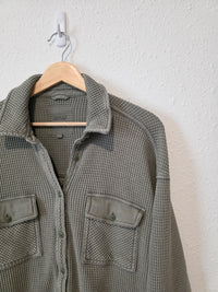 Aerie Olive Waffle Shirt Jacket (S)