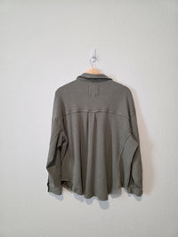Aerie Olive Waffle Shirt Jacket (S)