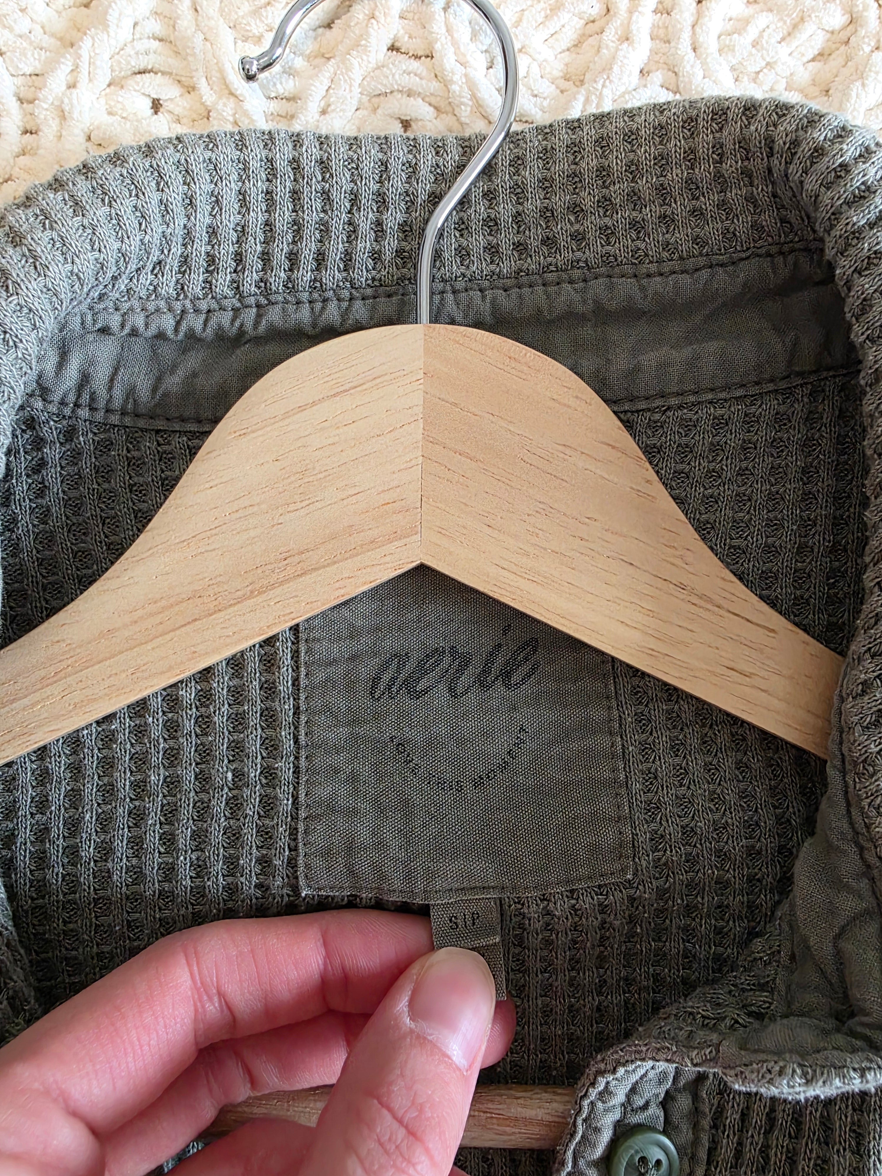 Aerie Olive Waffle Shirt Jacket (S)