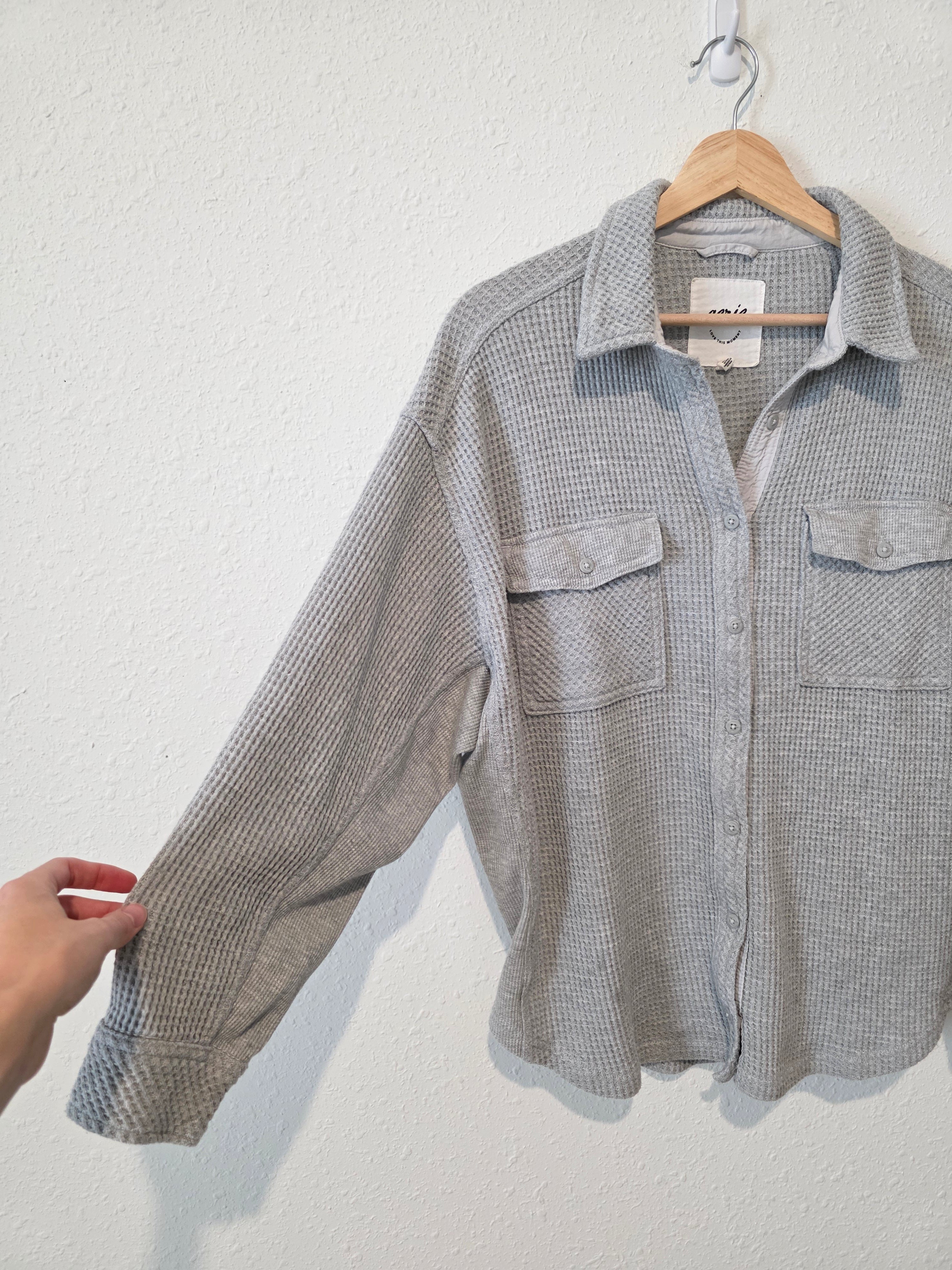 Aerie Oversized Waffle Shirt Jacket (S)