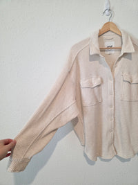 Aerie Oat Waffle Shirt Jacket (S)