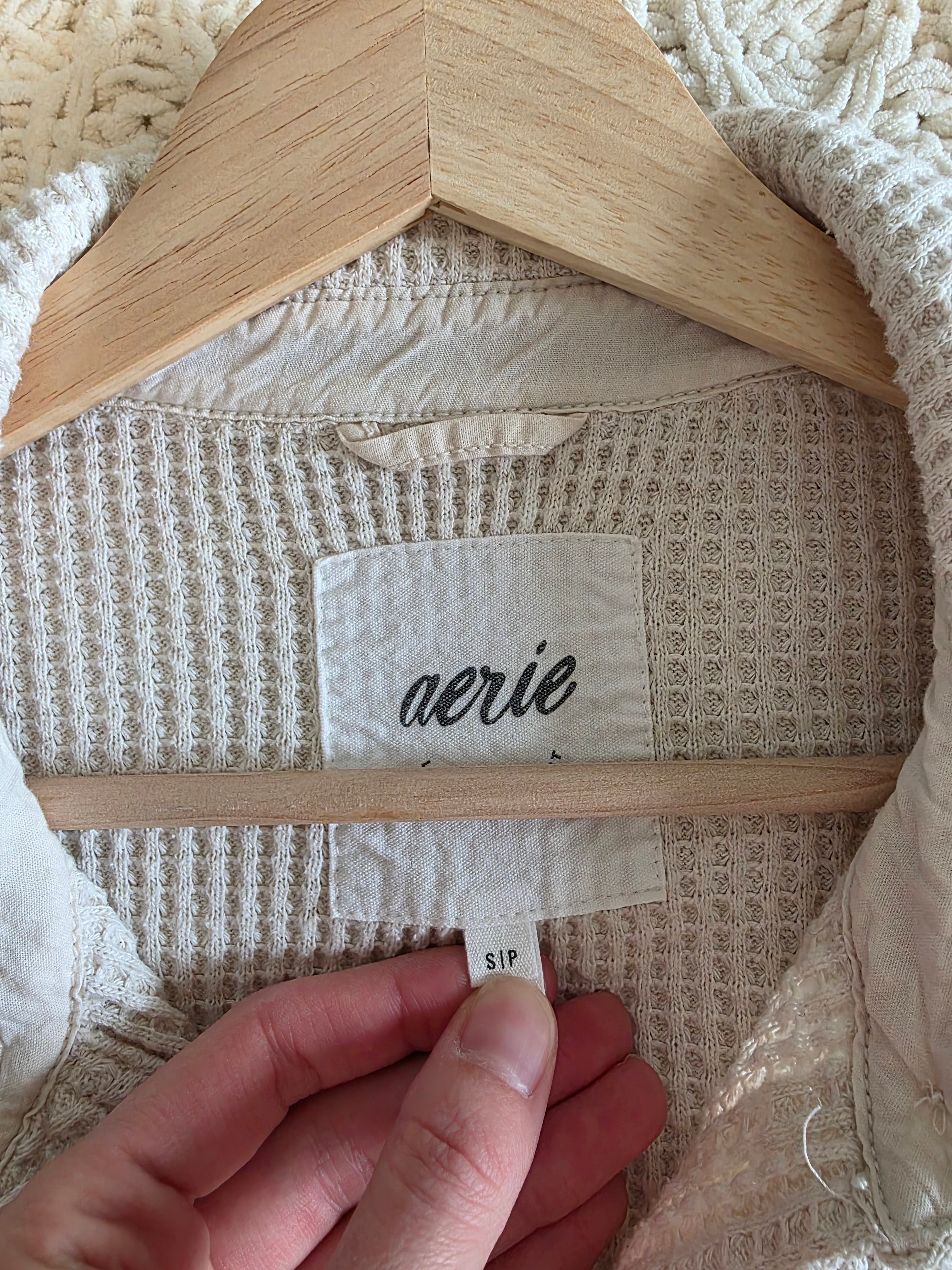 Aerie Oat Waffle Shirt Jacket (S)