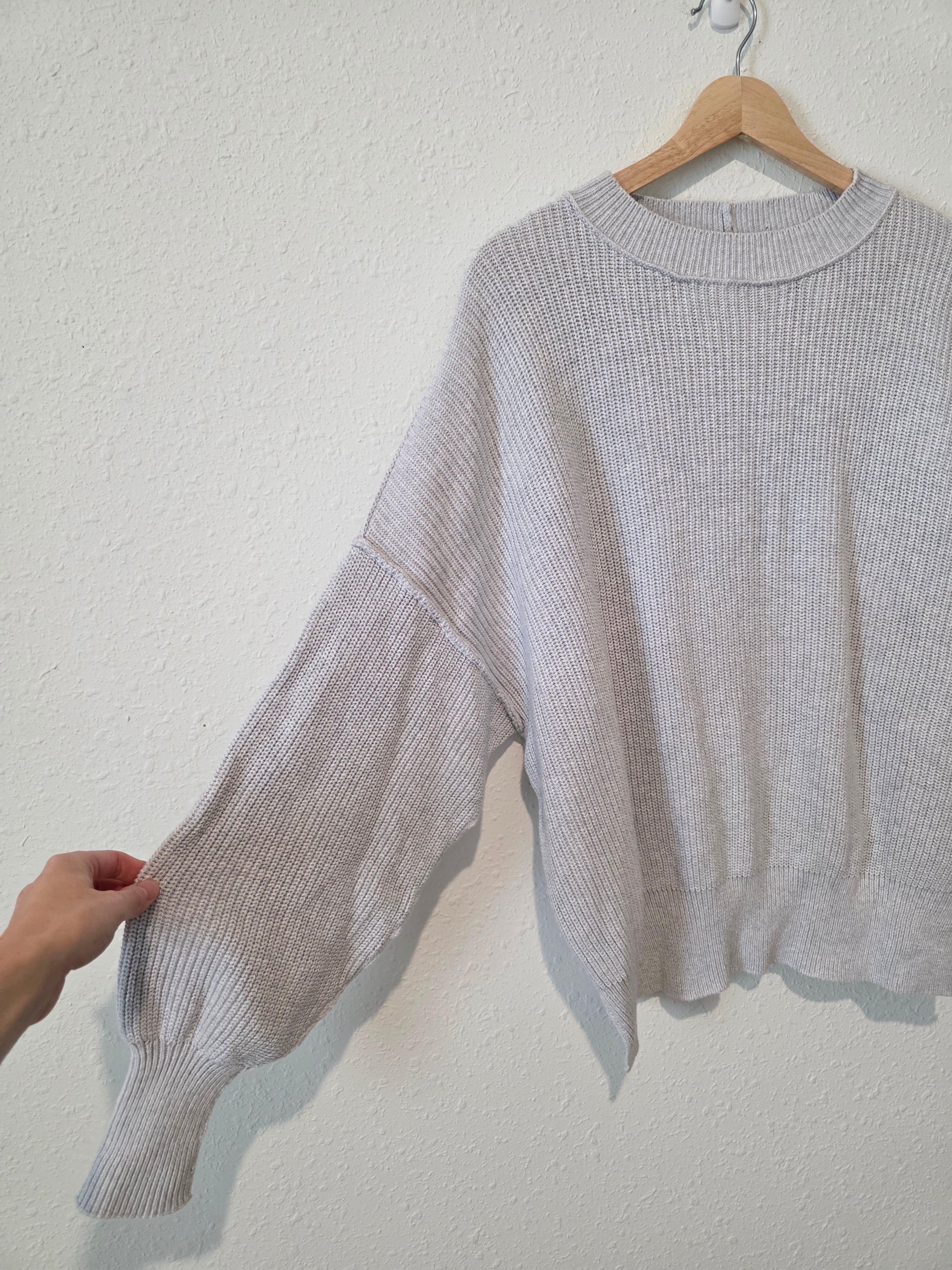 Aerie Gray Ribbed Oversized Sweater (XS)