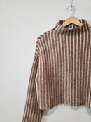 Brown Striped Boxy Sweater (XS)