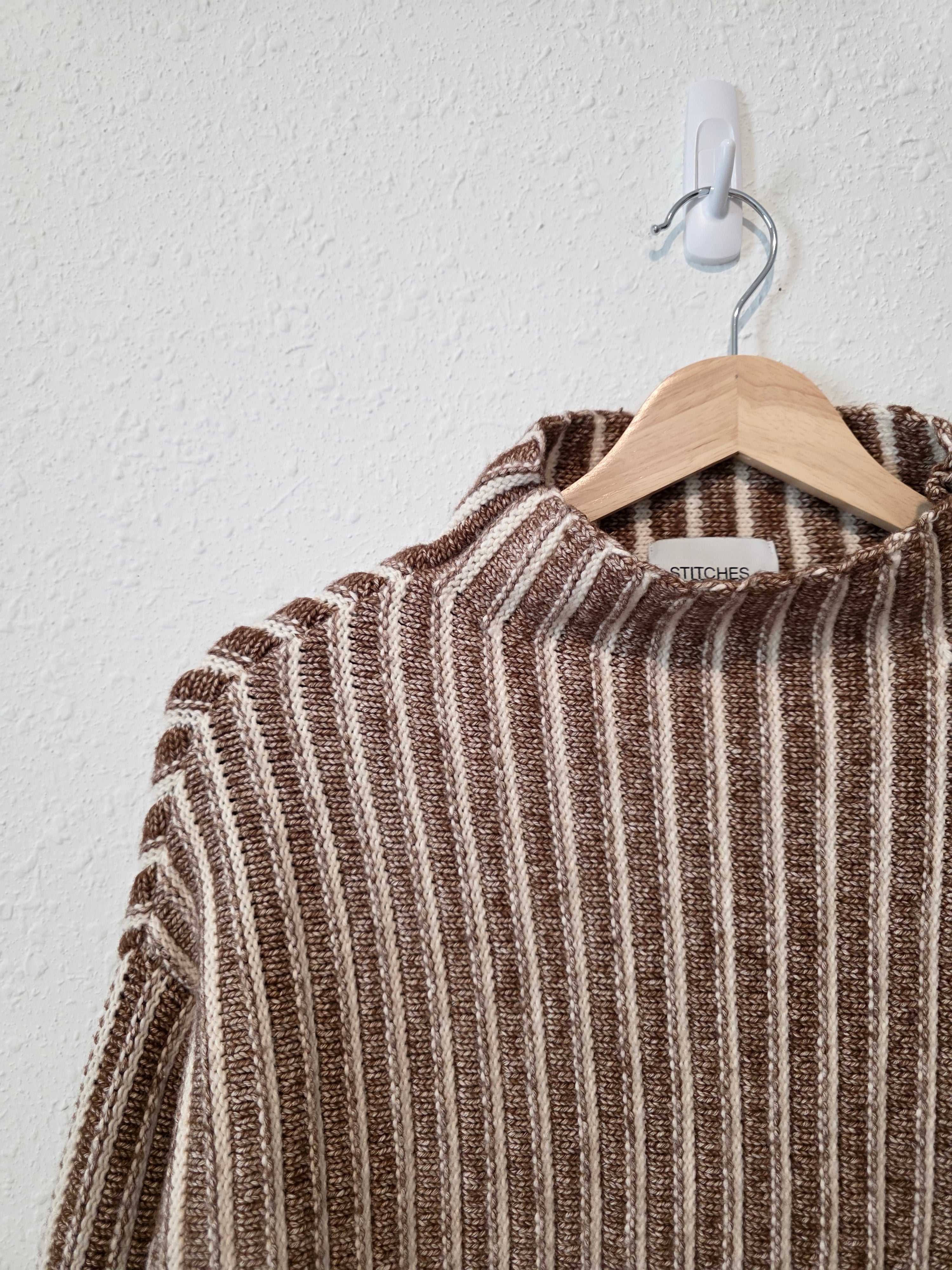 Brown Striped Boxy Sweater (XS)