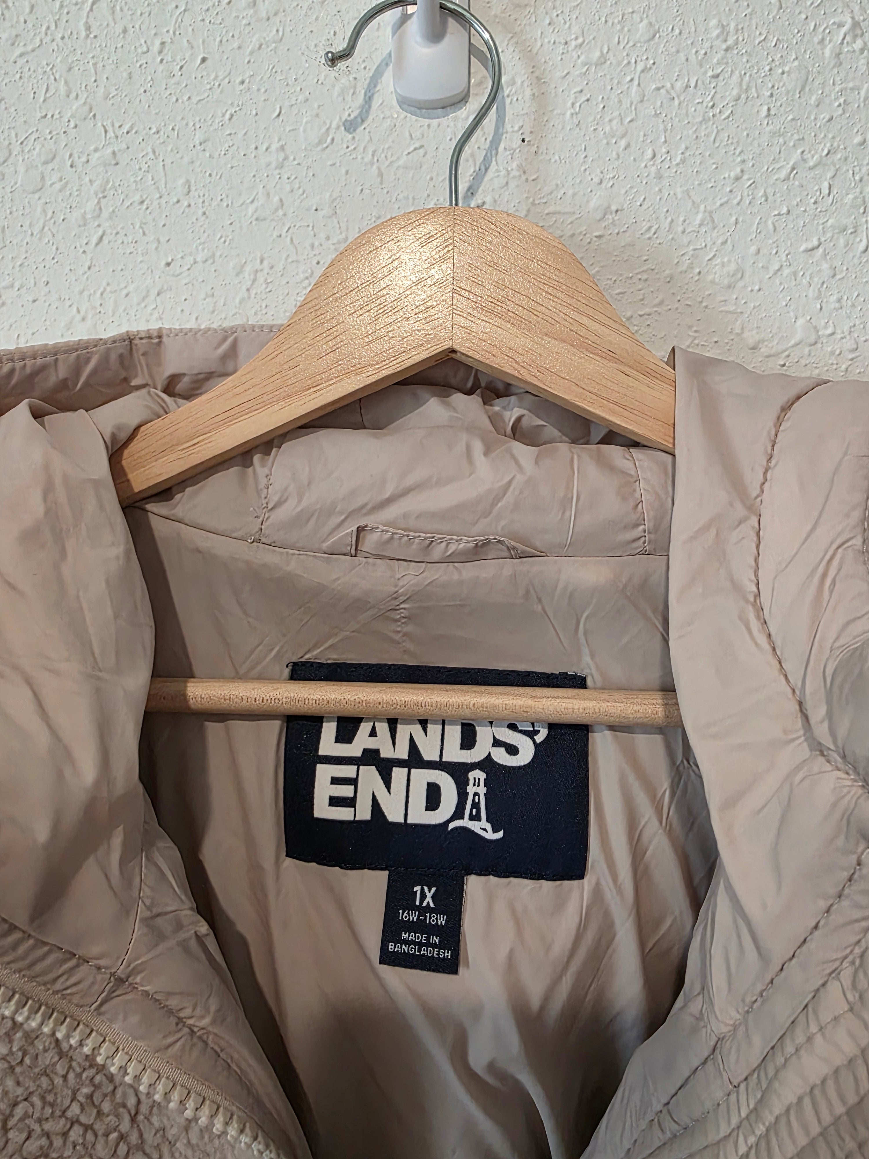 Lands End Sherpa Quilted Jacket (1X)