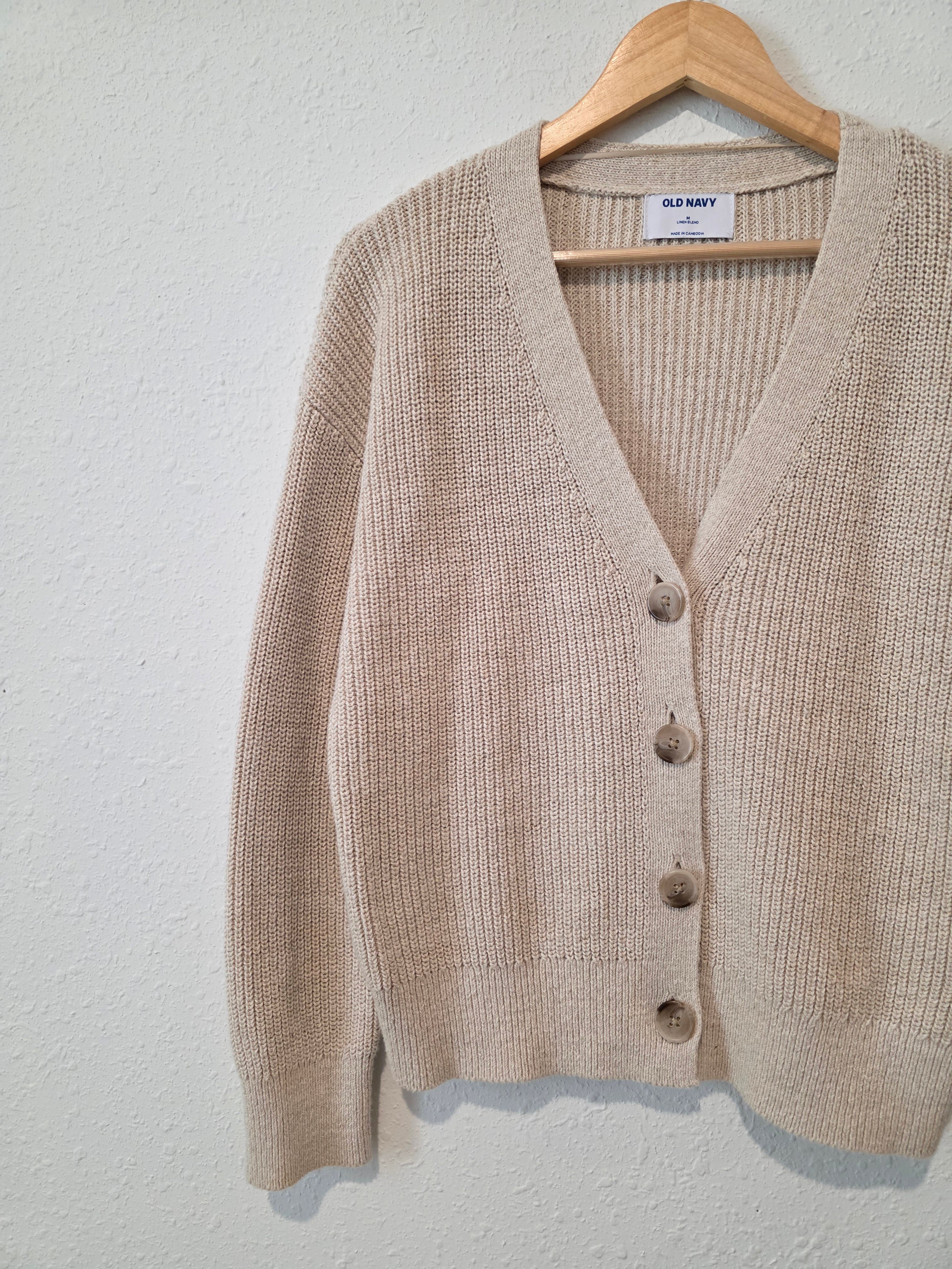 Cotton Linen Cardigan Sweater (M)