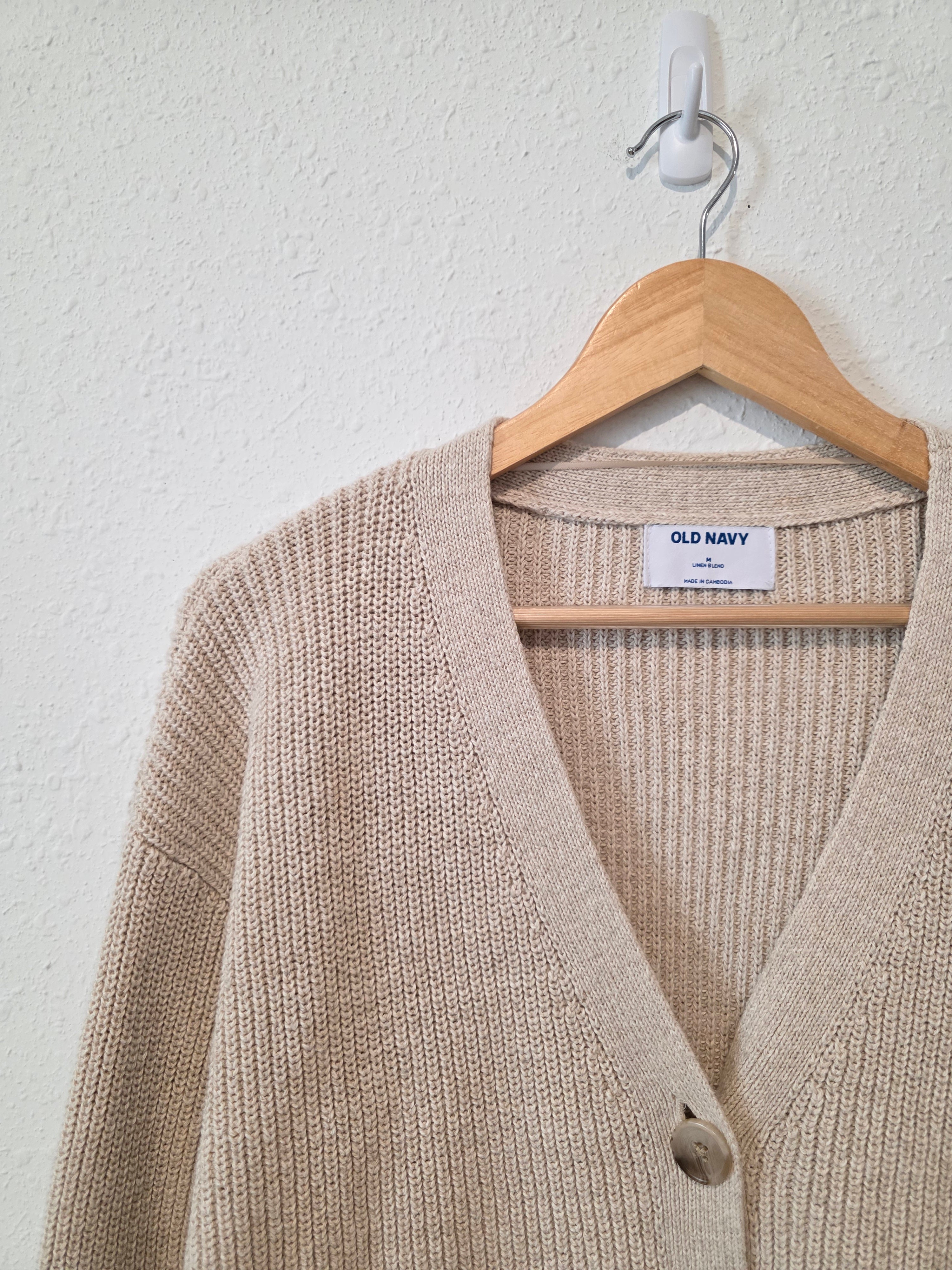 Cotton Linen Cardigan Sweater (M)