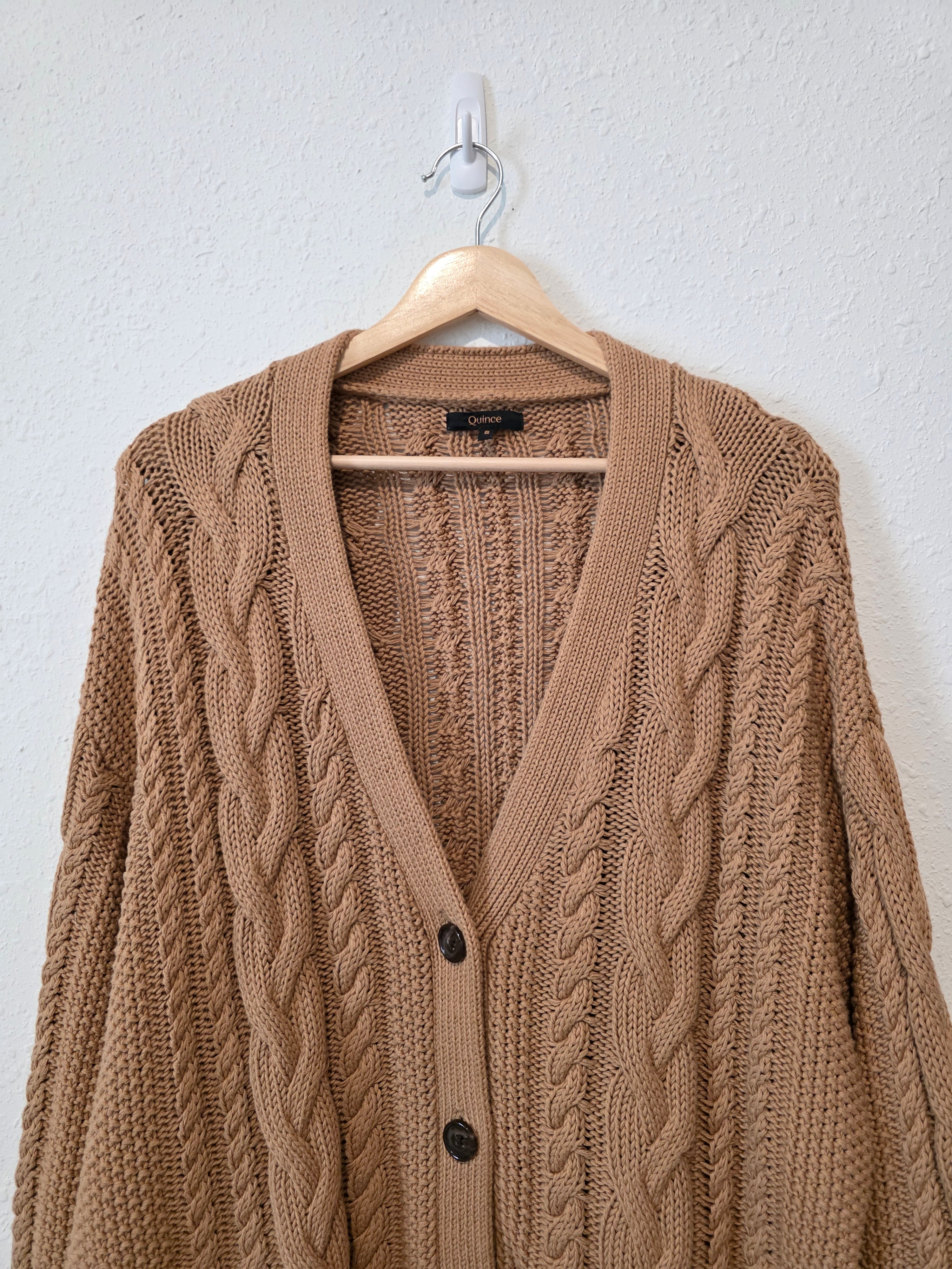 Quince Oversized Cable Knit Cardigan (S)