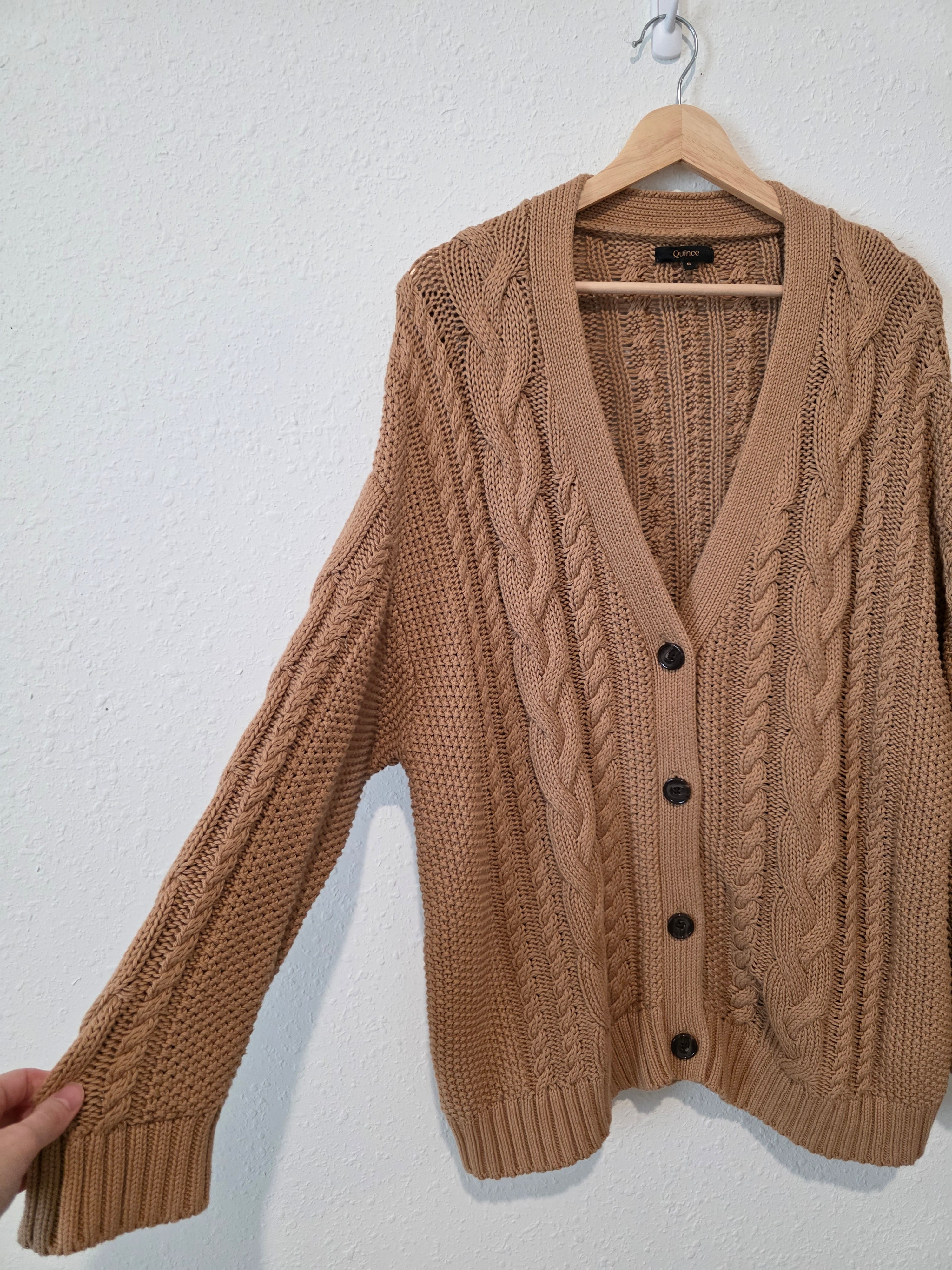 Quince Oversized Cable Knit Cardigan (S)