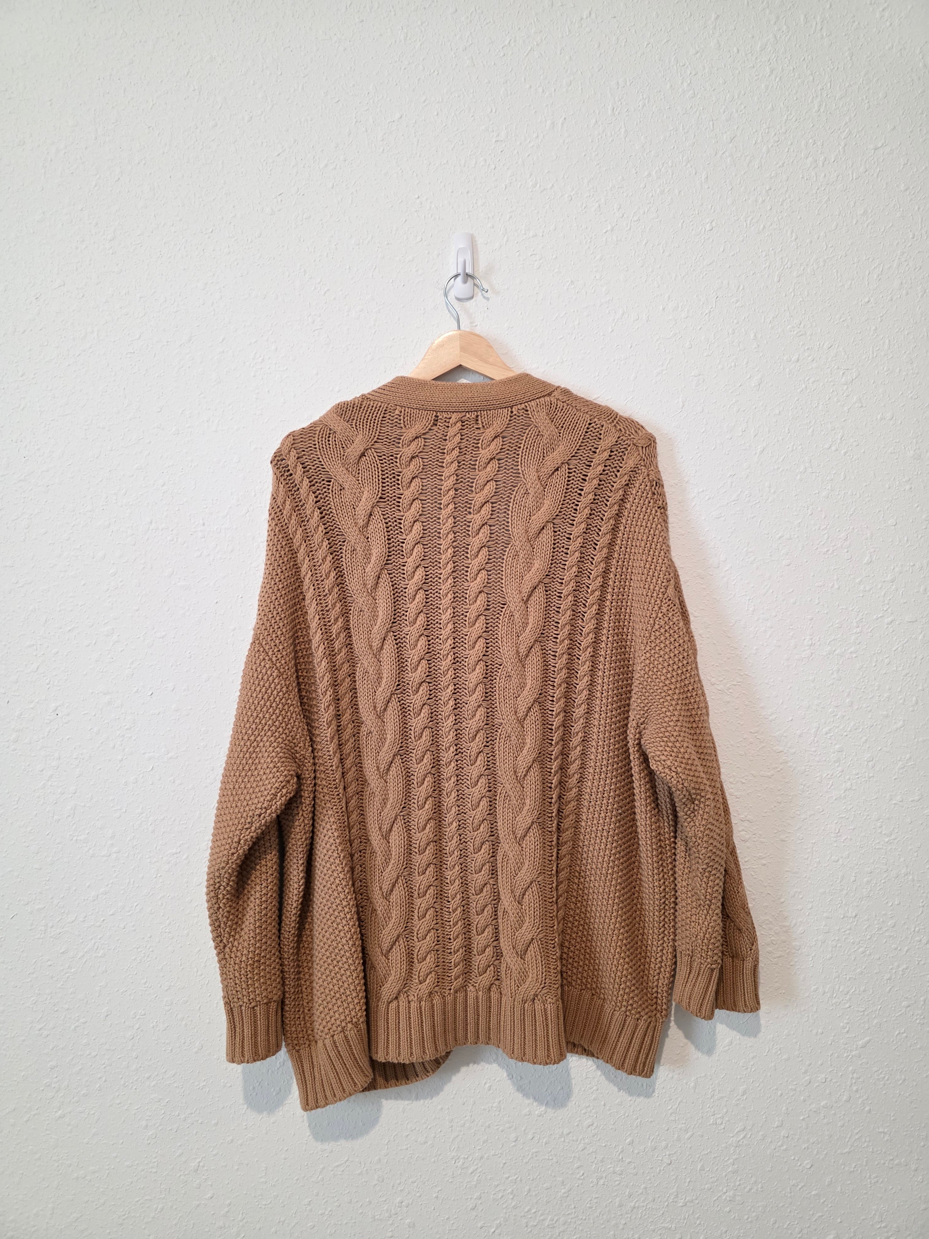 Quince Oversized Cable Knit Cardigan (S)