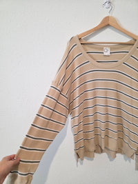 Aerie Striped Waffle Knit Tee (L)