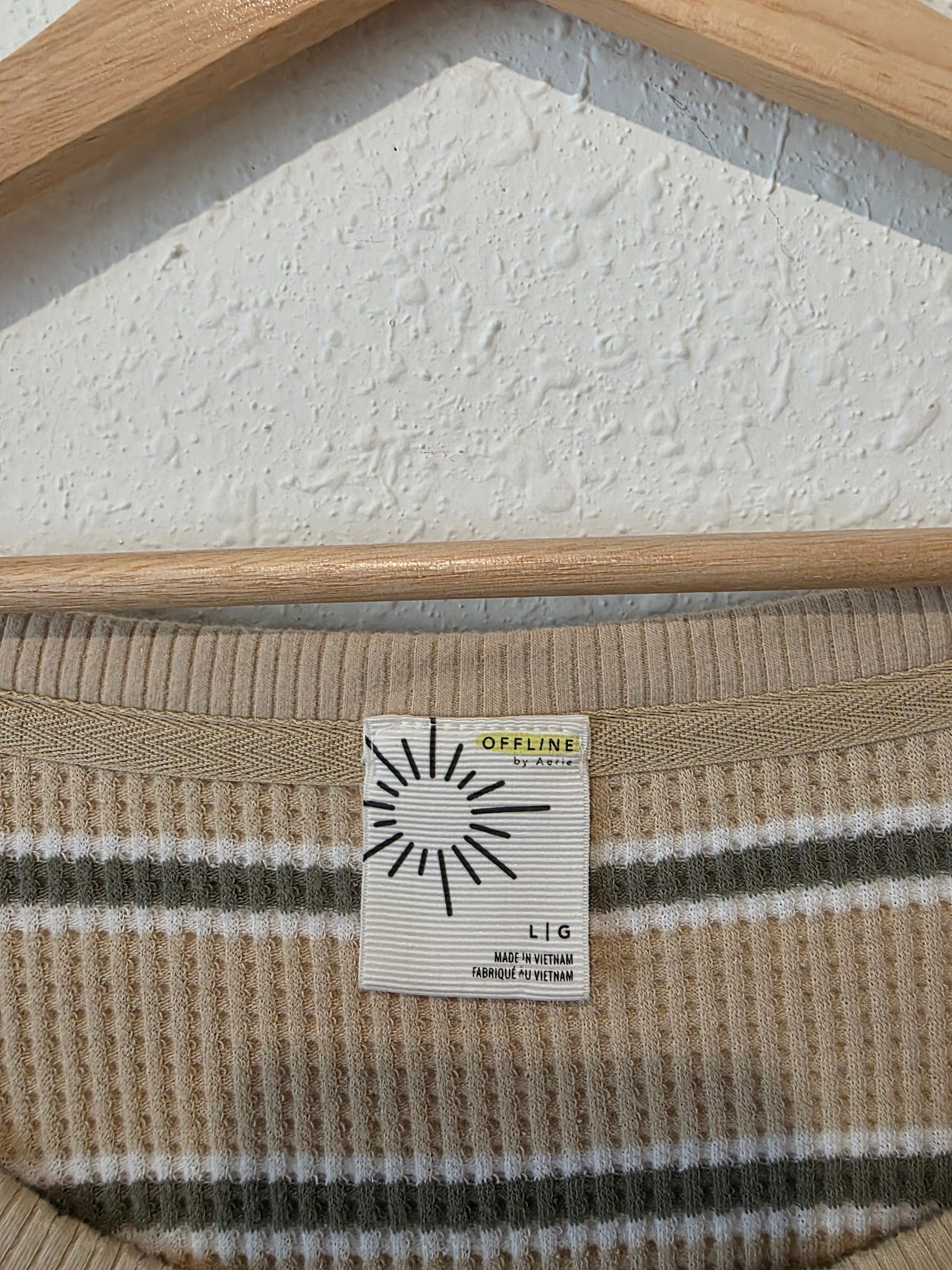 Aerie Striped Waffle Knit Tee (L)