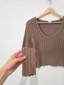 Abercrombie Brown Crochet Sweater (S)