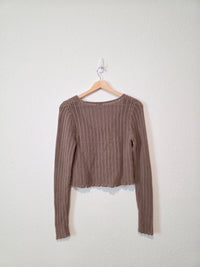 Abercrombie Brown Crochet Sweater (S)