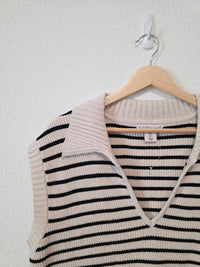 Striped Collared Sweater Vest (L)