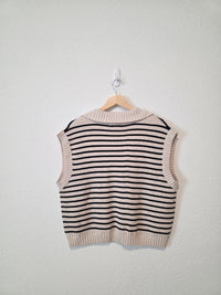 Striped Collared Sweater Vest (L)