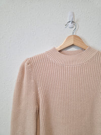 Neutral Ribbed Cotton Sweater (S)