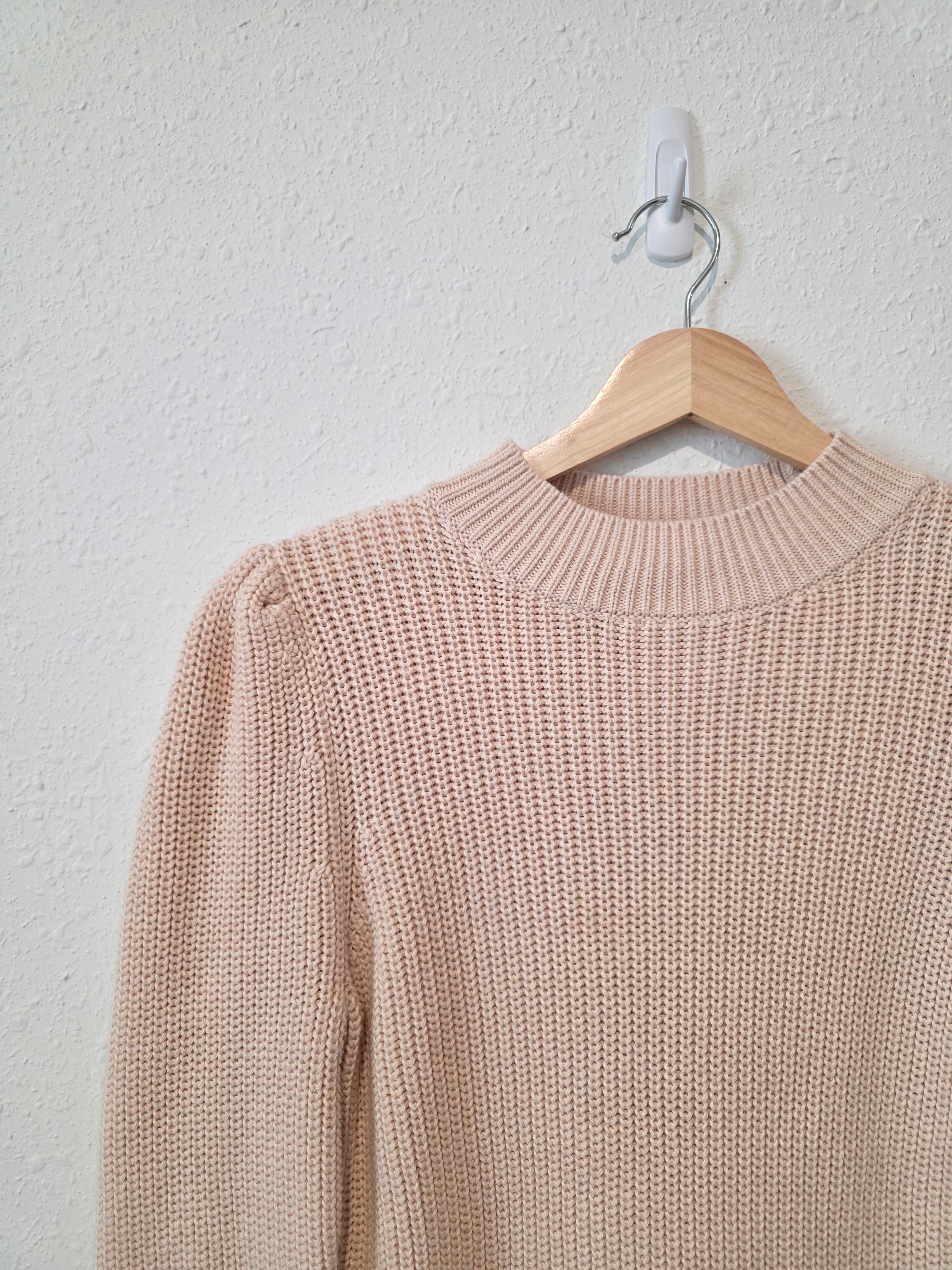 Neutral Ribbed Cotton Sweater (S)
