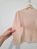 Neutral Ribbed Cotton Sweater (S)